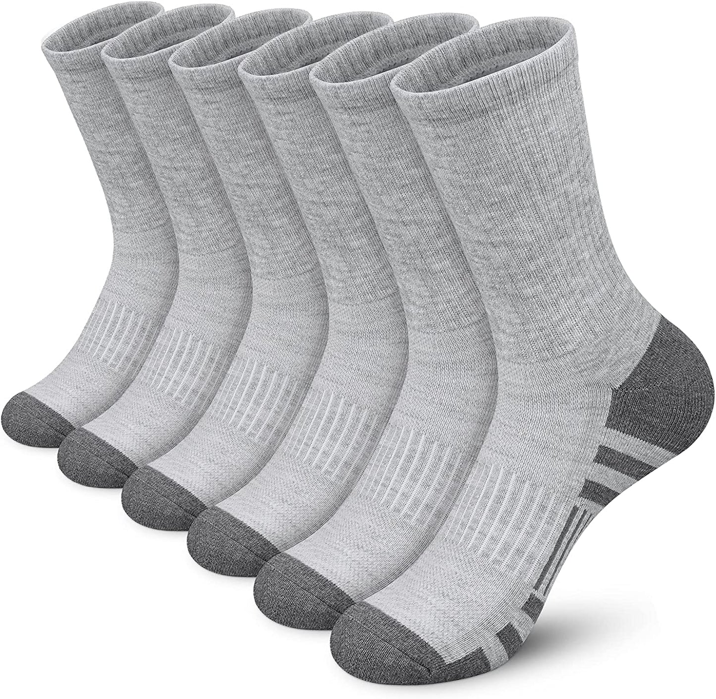 Athletic Socks, Cushioned Running Socks Performance Breathable Crew Socks Wicking Outdoor Sports Socks for Men Women(6 Pairs)