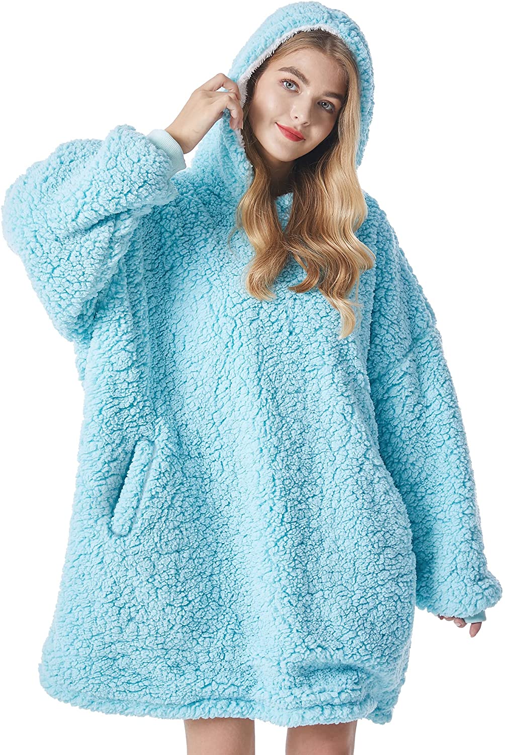 Felicigeely Blanket Sweatshirt,Oversized Fleecehug Hoodie Wearable Blanket,Soft Warm Comfortable Giant Front Pocket for Adults Men Women Teens Friends