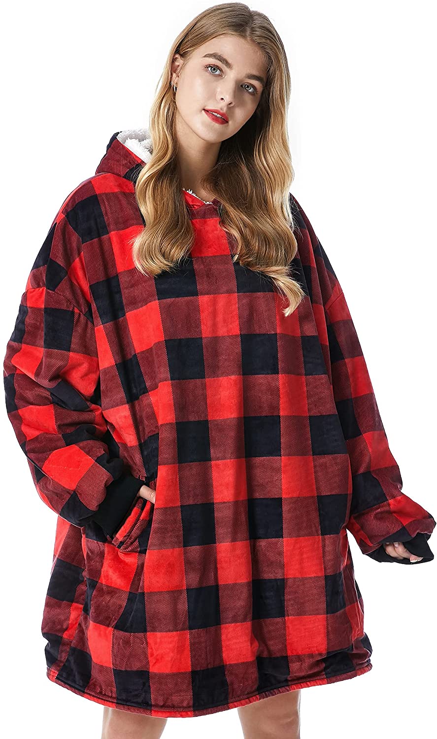 Felicigeely Blanket Sweatshirt,Oversized Fleecehug Hoodie Wearable Blanket,Soft Warm Comfortable Giant Front Pocket for Adults Men Women Teens Friends