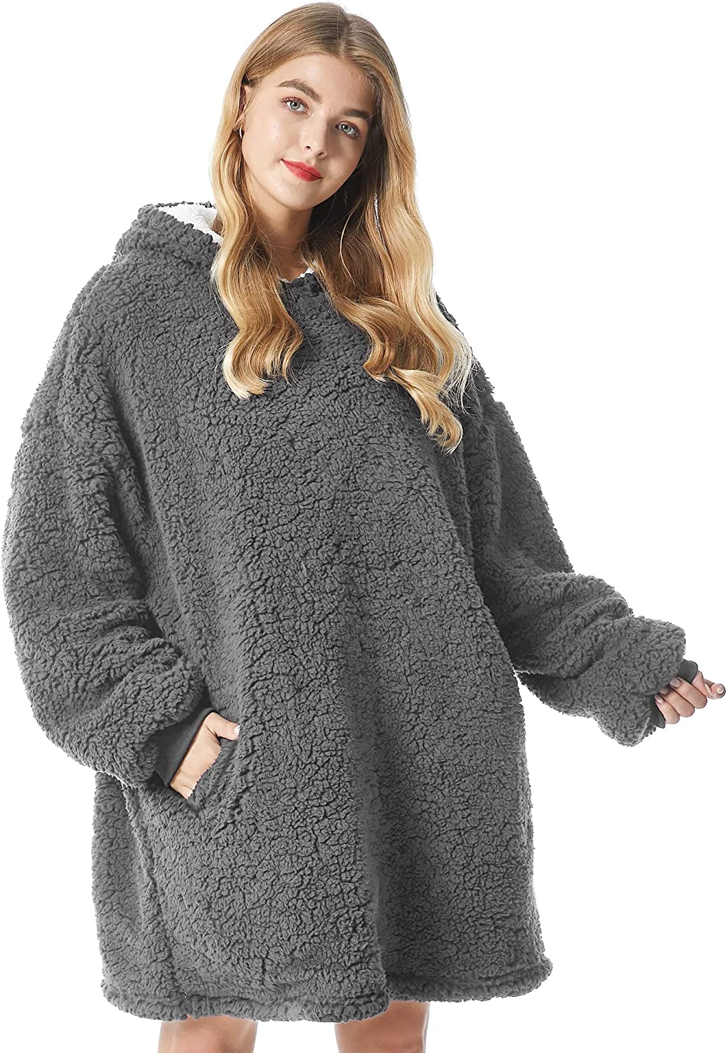 Felicigeely Blanket Sweatshirt,Oversized Fleecehug Hoodie Wearable Blanket,Soft Warm Comfortable Giant Front Pocket for Adults Men Women Teens Friends