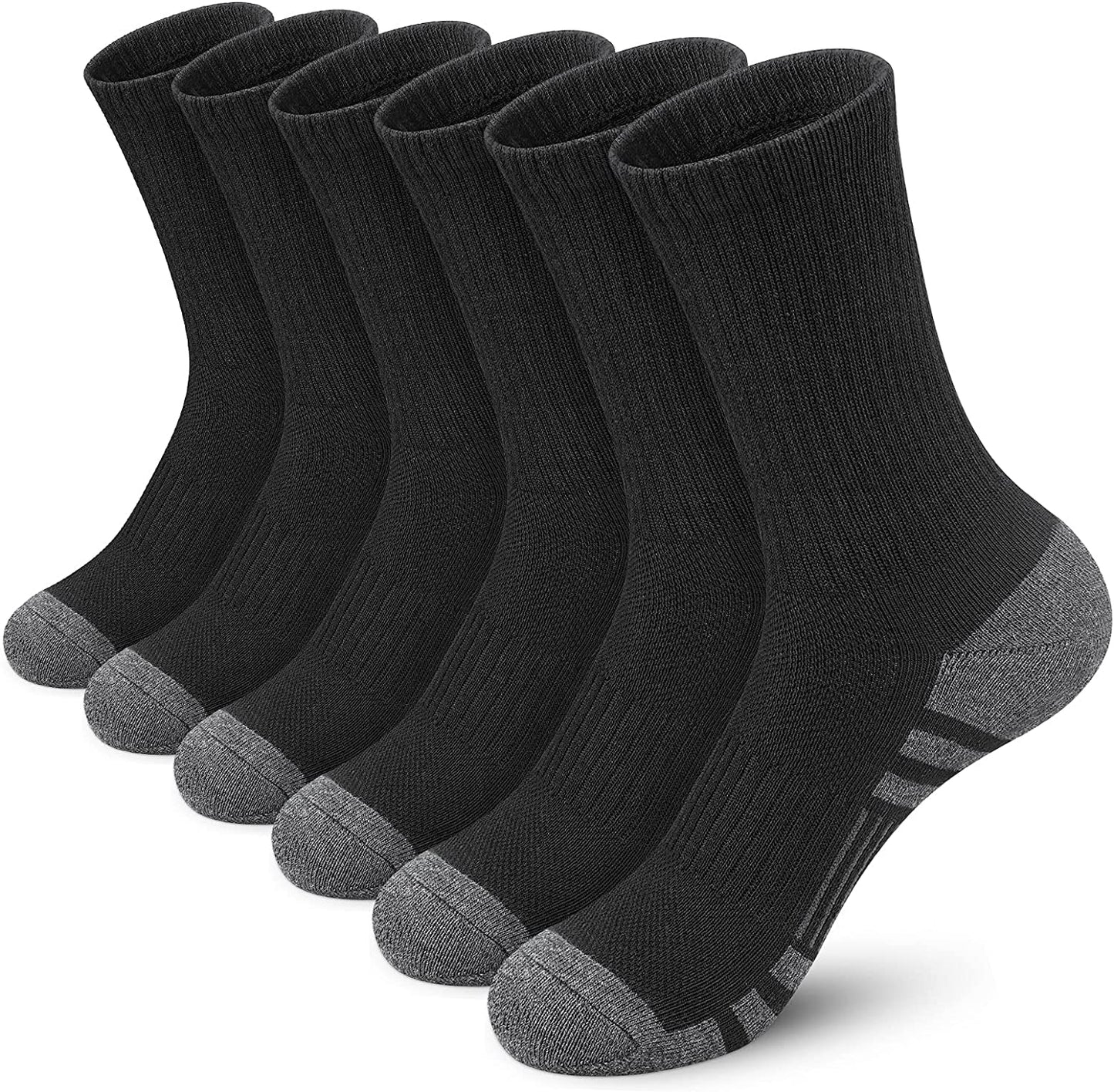 Athletic Socks, Cushioned Running Socks Performance Breathable Crew Socks Wicking Outdoor Sports Socks for Men Women(6 Pairs)