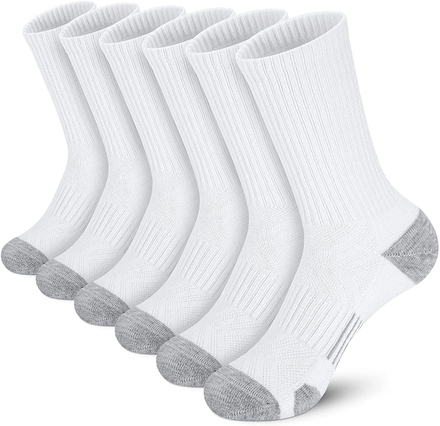 Athletic Socks, Cushioned Running Socks Performance Breathable Crew Socks Wicking Outdoor Sports Socks for Men Women(6 Pairs)