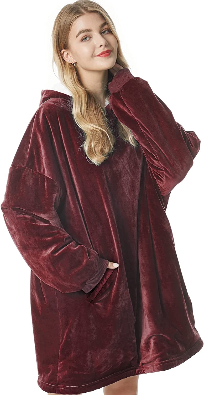 Felicigeely Blanket Sweatshirt,Oversized Fleecehug Hoodie Wearable Blanket,Soft Warm Comfortable Giant Front Pocket for Adults Men Women Teens Friends