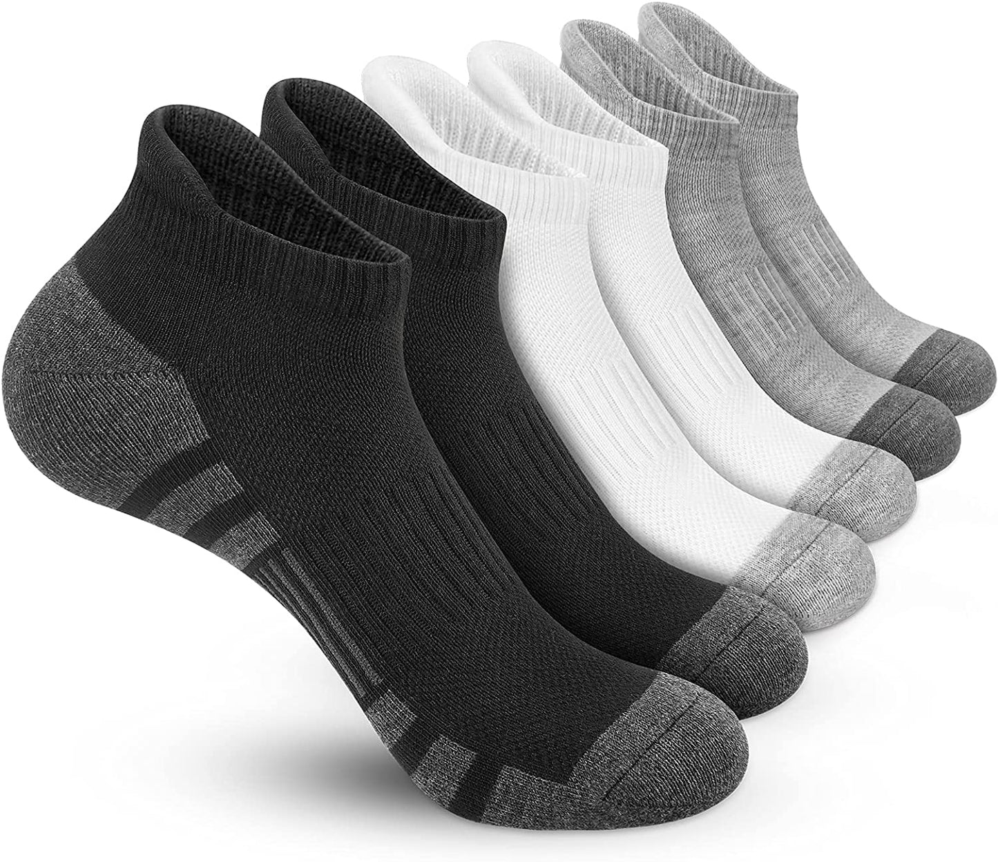 Felicigeely Ankle Athletic Running Socks Low Cut Sports Socks Breathable Cushioned Tab Socks for Men Women 6 Pairs