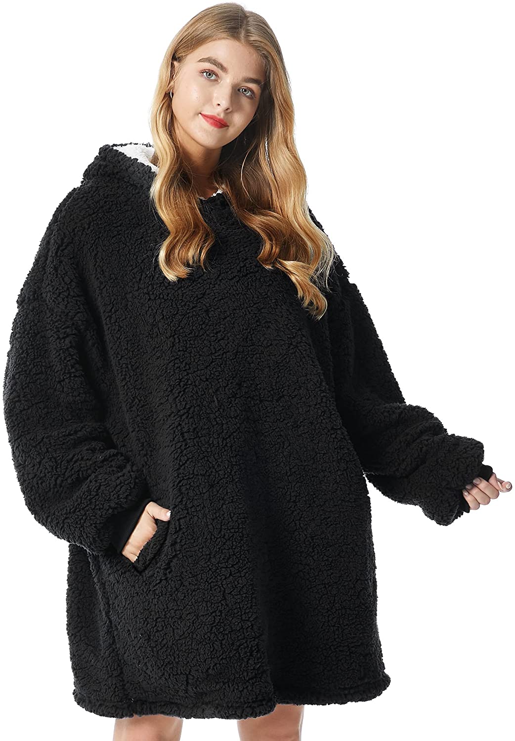 Felicigeely Blanket Sweatshirt,Oversized Fleecehug Hoodie Wearable Blanket,Soft Warm Comfortable Giant Front Pocket for Adults Men Women Teens Friends