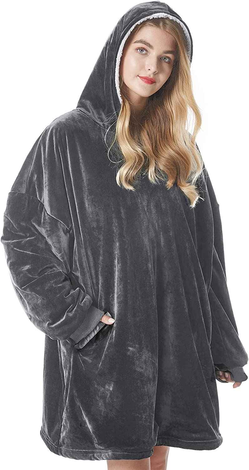 Felicigeely Blanket Sweatshirt,Oversized Fleecehug Hoodie Wearable Blanket,Soft Warm Comfortable Giant Front Pocket for Adults Men Women Teens Friends