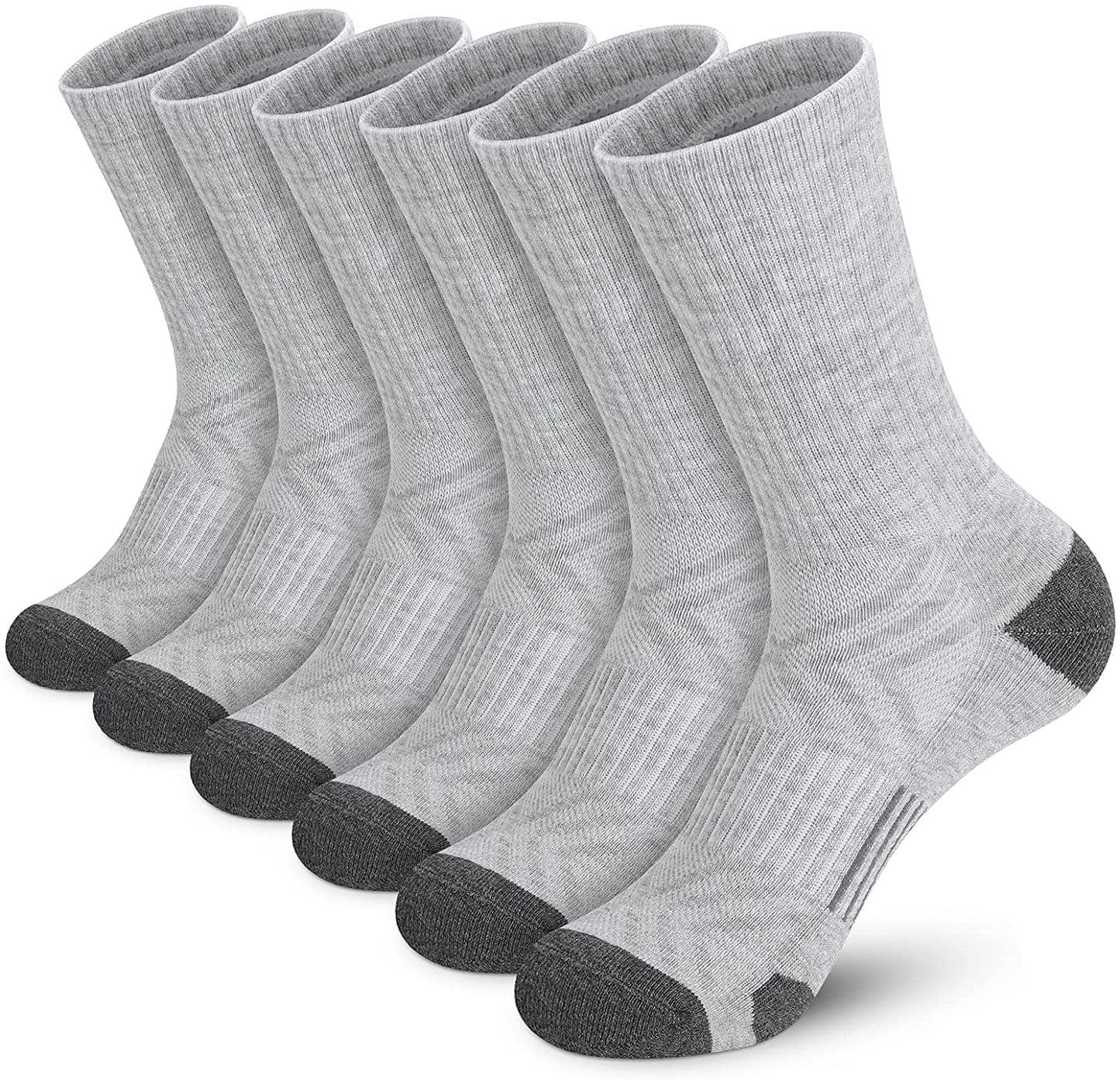 Athletic Socks, Cushioned Running Socks Performance Breathable Crew Socks Wicking Outdoor Sports Socks for Men Women(6 Pairs)