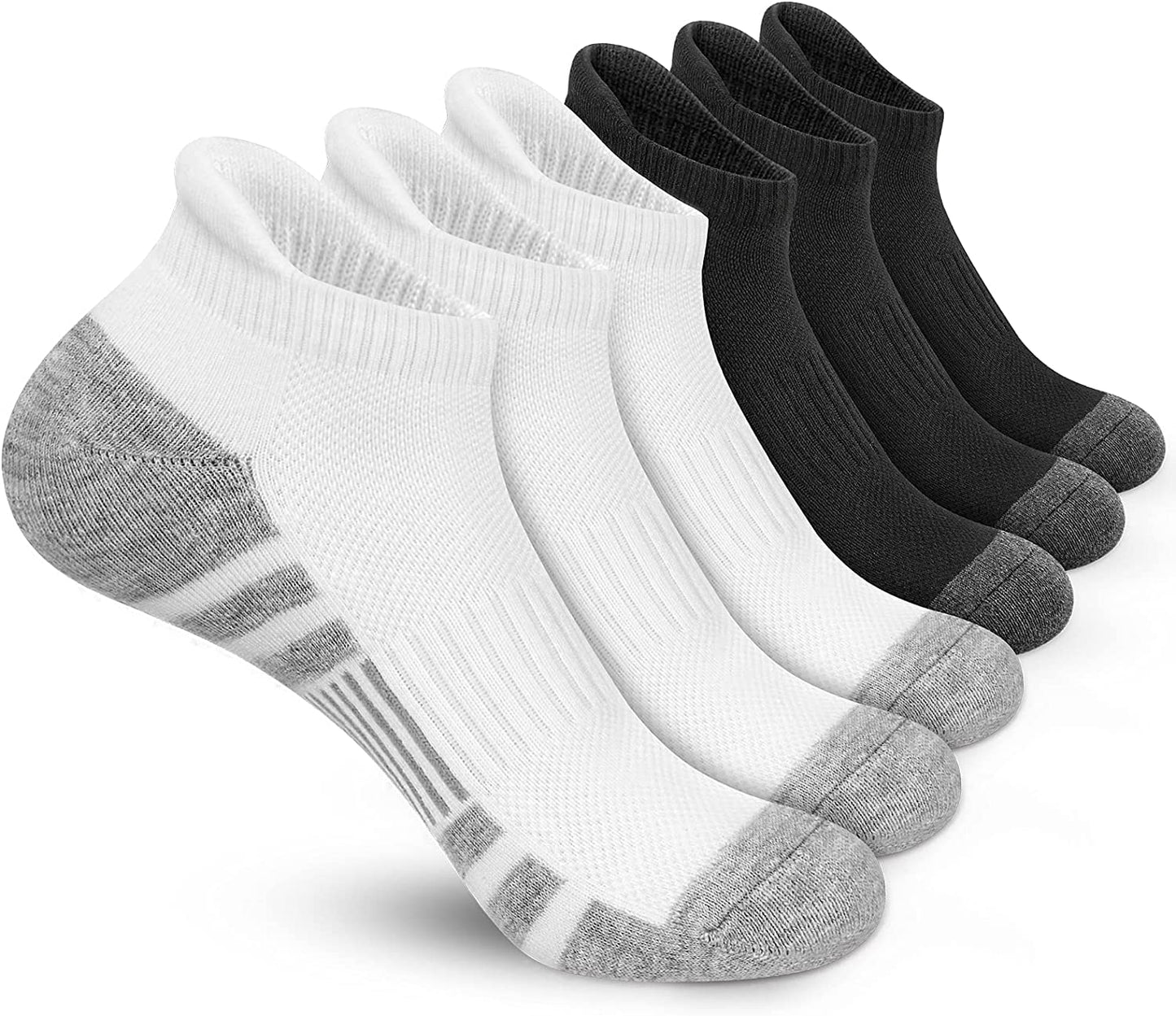 Felicigeely Ankle Athletic Running Socks Low Cut Sports Socks Breathable Cushioned Tab Socks for Men Women 6 Pairs