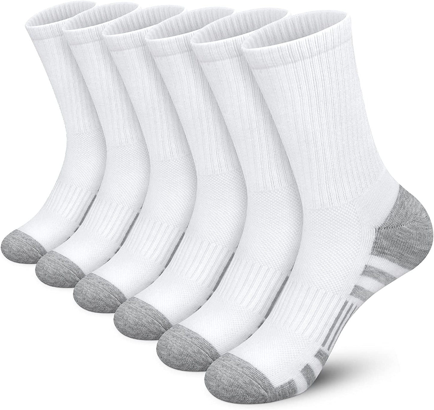 Athletic Socks, Cushioned Running Socks Performance Breathable Crew Socks Wicking Outdoor Sports Socks for Men Women(6 Pairs)