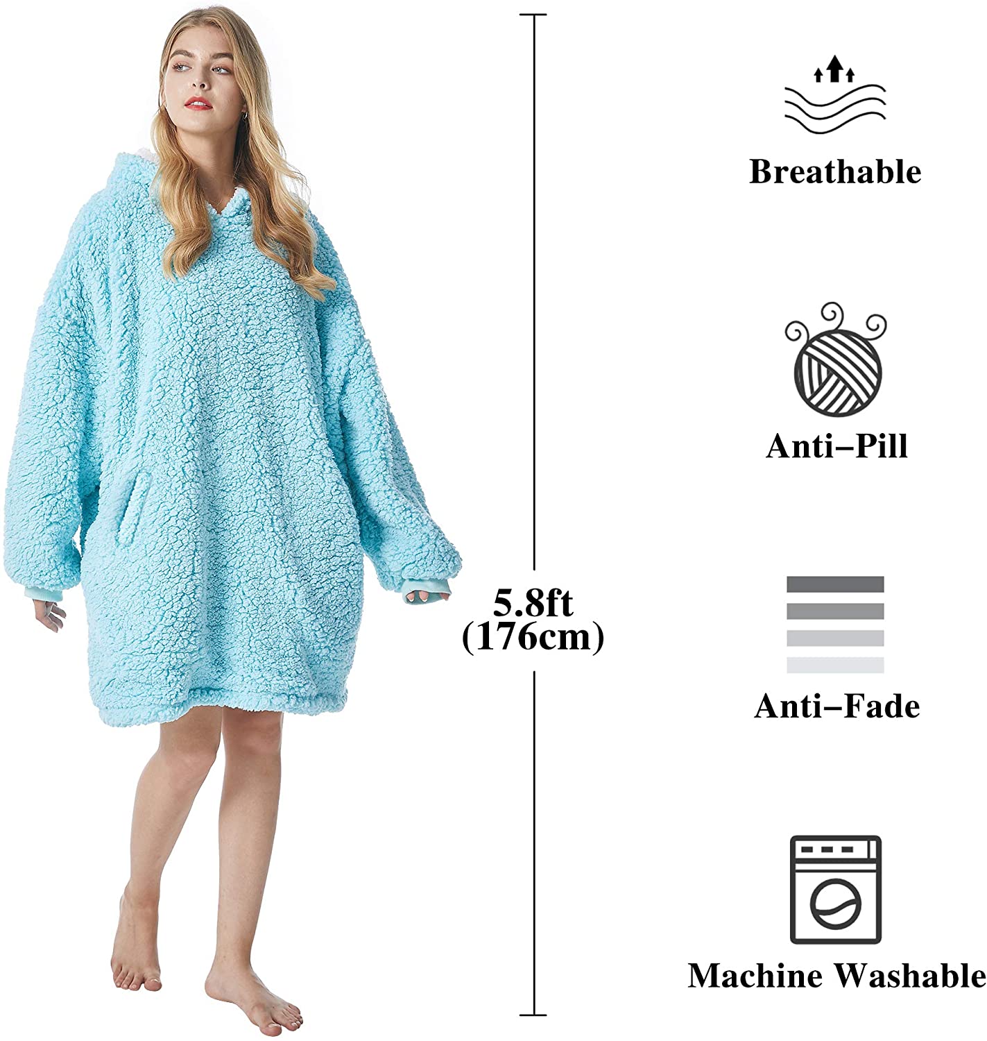 Felicigeely Blanket Sweatshirt,Oversized Fleecehug Hoodie Wearable Blanket,Soft Warm Comfortable Giant Front Pocket for Adults Men Women Teens Friends