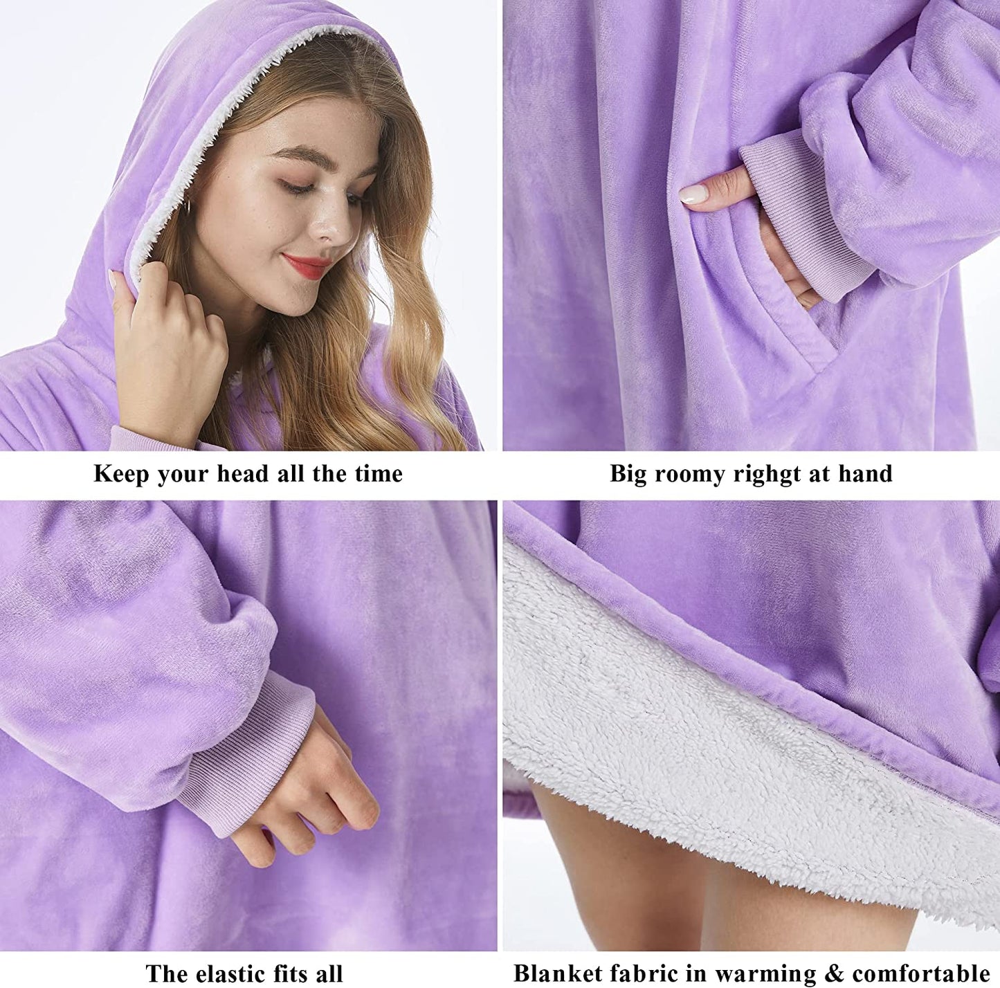 Felicigeely Blanket Sweatshirt,Oversized Fleecehug Hoodie Wearable Blanket,Soft Warm Comfortable Giant Front Pocket for Adults Men Women Teens Friends