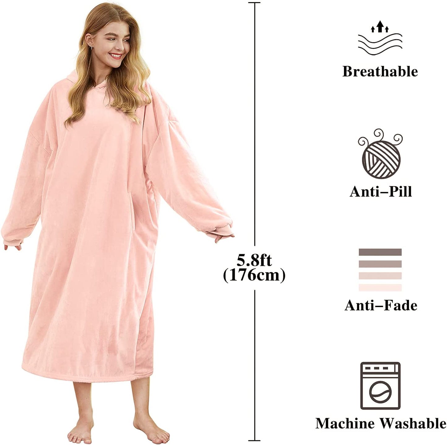 Felicigeely Blanket Sweatshirt,Oversized Fleecehug Hoodie Wearable Blanket,Soft Warm Comfortable Giant Front Pocket for Adults Men Women Teens Friends