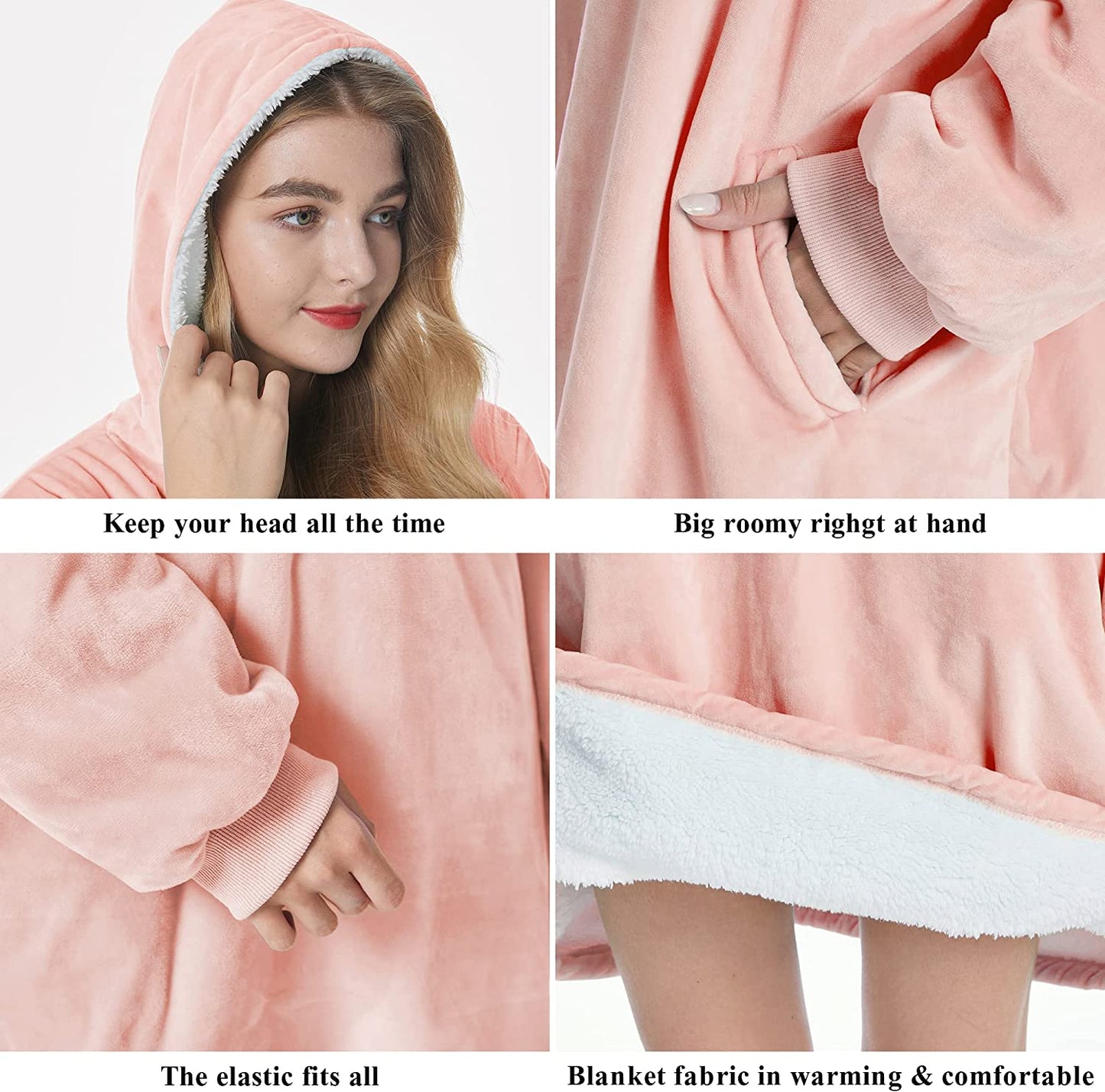 Felicigeely Blanket Sweatshirt,Oversized Fleecehug Hoodie Wearable Blanket,Soft Warm Comfortable Giant Front Pocket for Adults Men Women Teens Friends