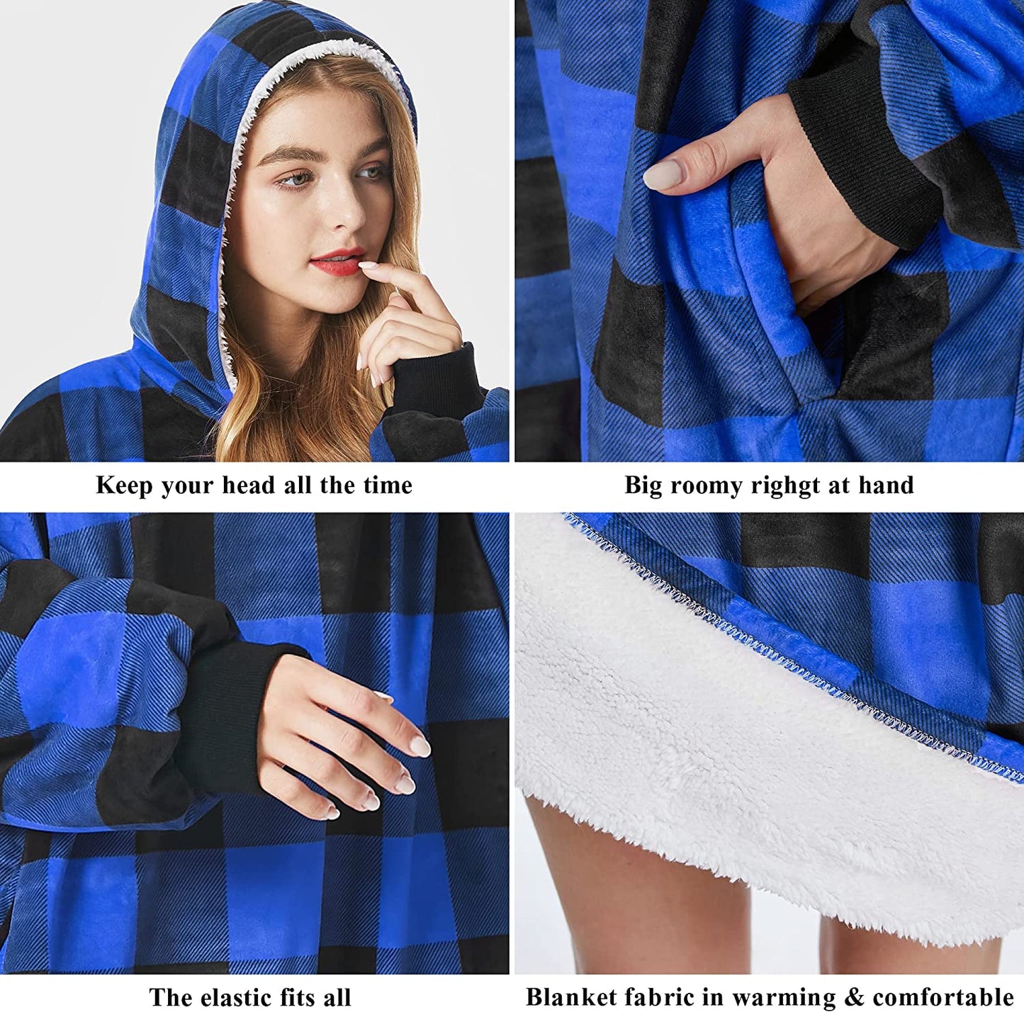 Felicigeely Blanket Sweatshirt,Oversized Fleecehug Hoodie Wearable Blanket,Soft Warm Comfortable Giant Front Pocket for Adults Men Women Teens Friends