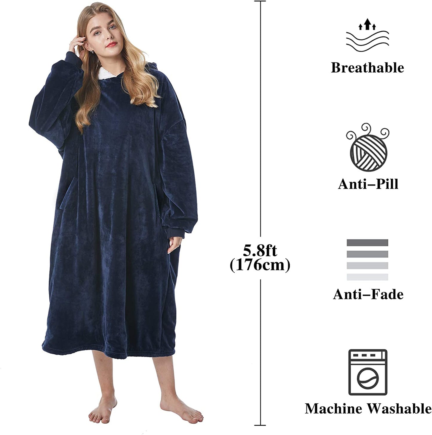 Felicigeely Blanket Sweatshirt,Oversized Fleecehug Hoodie Wearable Blanket,Soft Warm Comfortable Giant Front Pocket for Adults Men Women Teens Friends