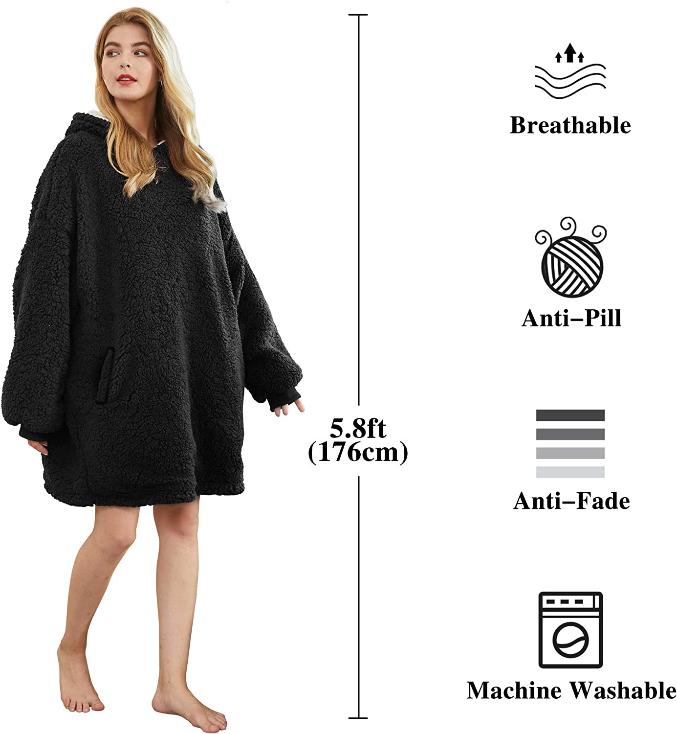 Felicigeely Blanket Sweatshirt,Oversized Fleecehug Hoodie Wearable Blanket,Soft Warm Comfortable Giant Front Pocket for Adults Men Women Teens Friends