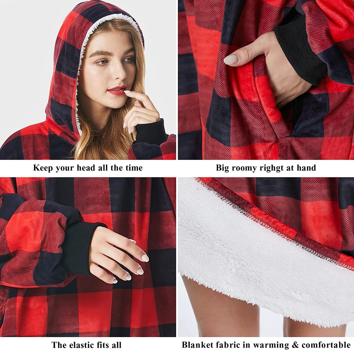 Felicigeely Blanket Sweatshirt,Oversized Fleecehug Hoodie Wearable Blanket,Soft Warm Comfortable Giant Front Pocket for Adults Men Women Teens Friends