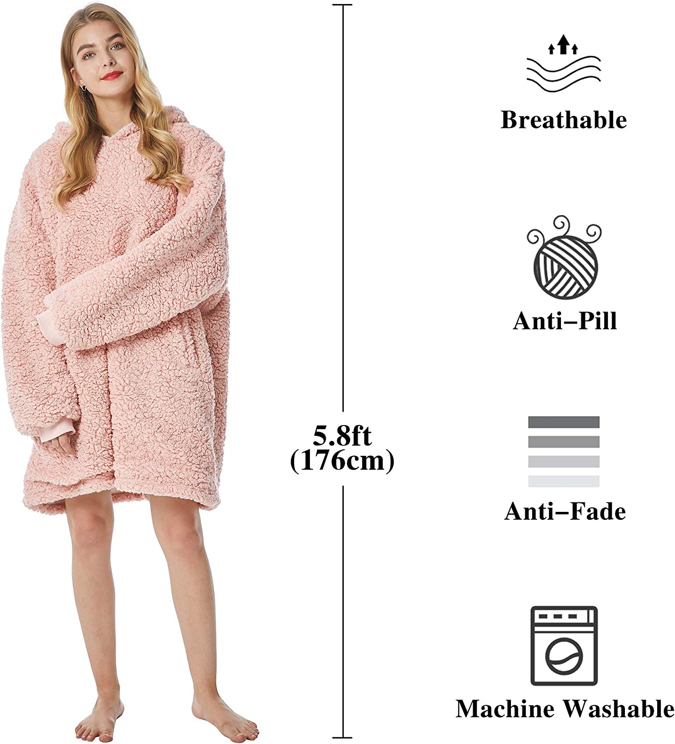 Felicigeely Blanket Sweatshirt,Oversized Fleecehug Hoodie Wearable Blanket,Soft Warm Comfortable Giant Front Pocket for Adults Men Women Teens Friends