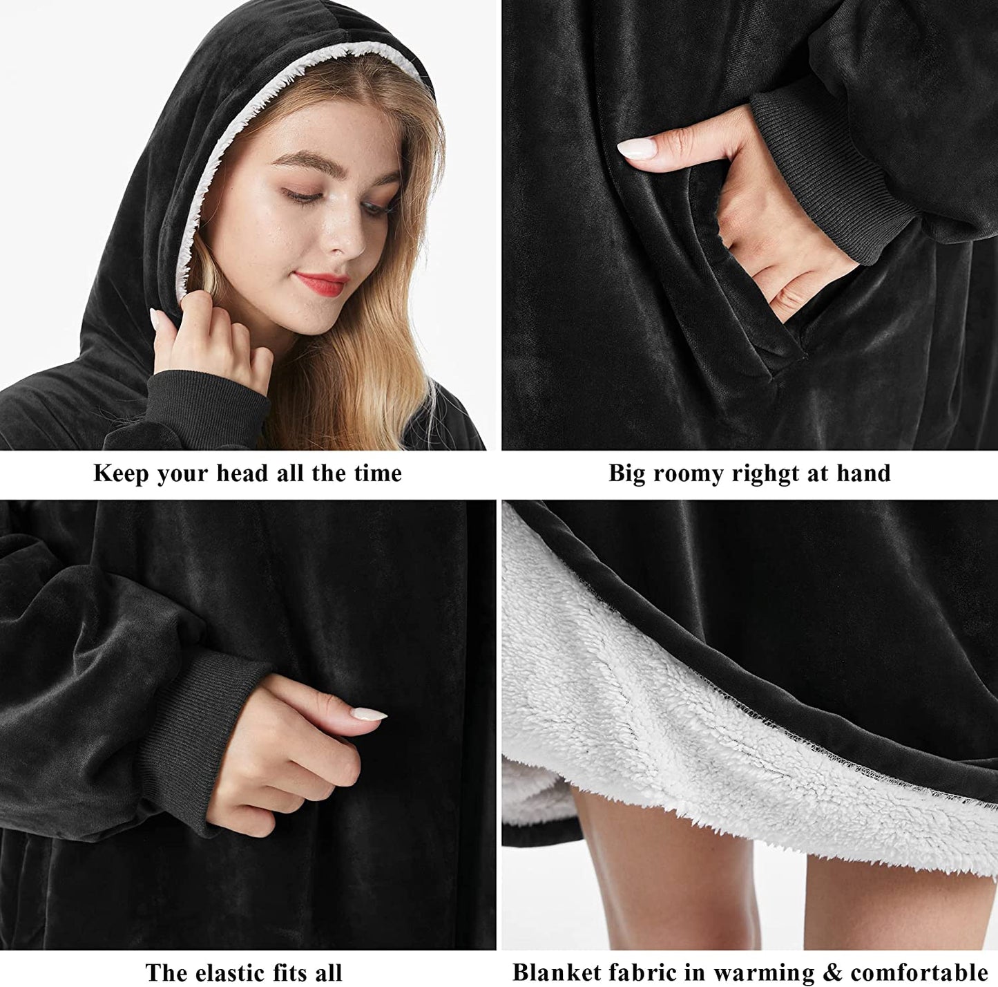 Felicigeely Blanket Sweatshirt,Oversized Fleecehug Hoodie Wearable Blanket,Soft Warm Comfortable Giant Front Pocket for Adults Men Women Teens Friends