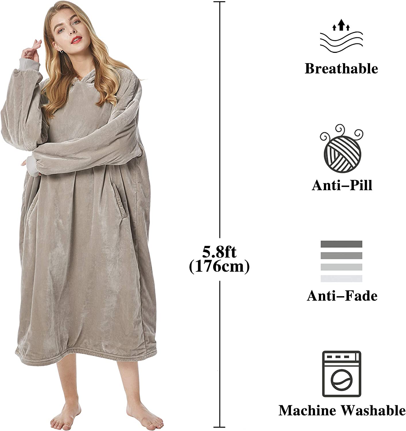 Felicigeely Blanket Sweatshirt,Oversized Fleecehug Hoodie Wearable Blanket,Soft Warm Comfortable Giant Front Pocket for Adults Men Women Teens Friends