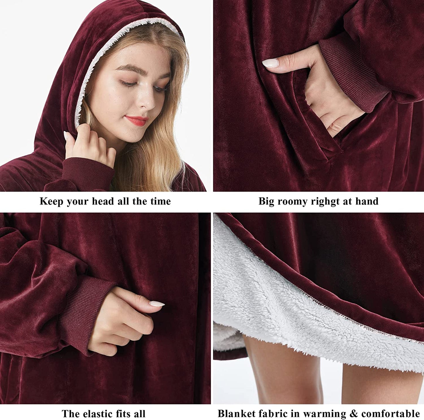 Felicigeely Blanket Sweatshirt,Oversized Fleecehug Hoodie Wearable Blanket,Soft Warm Comfortable Giant Front Pocket for Adults Men Women Teens Friends