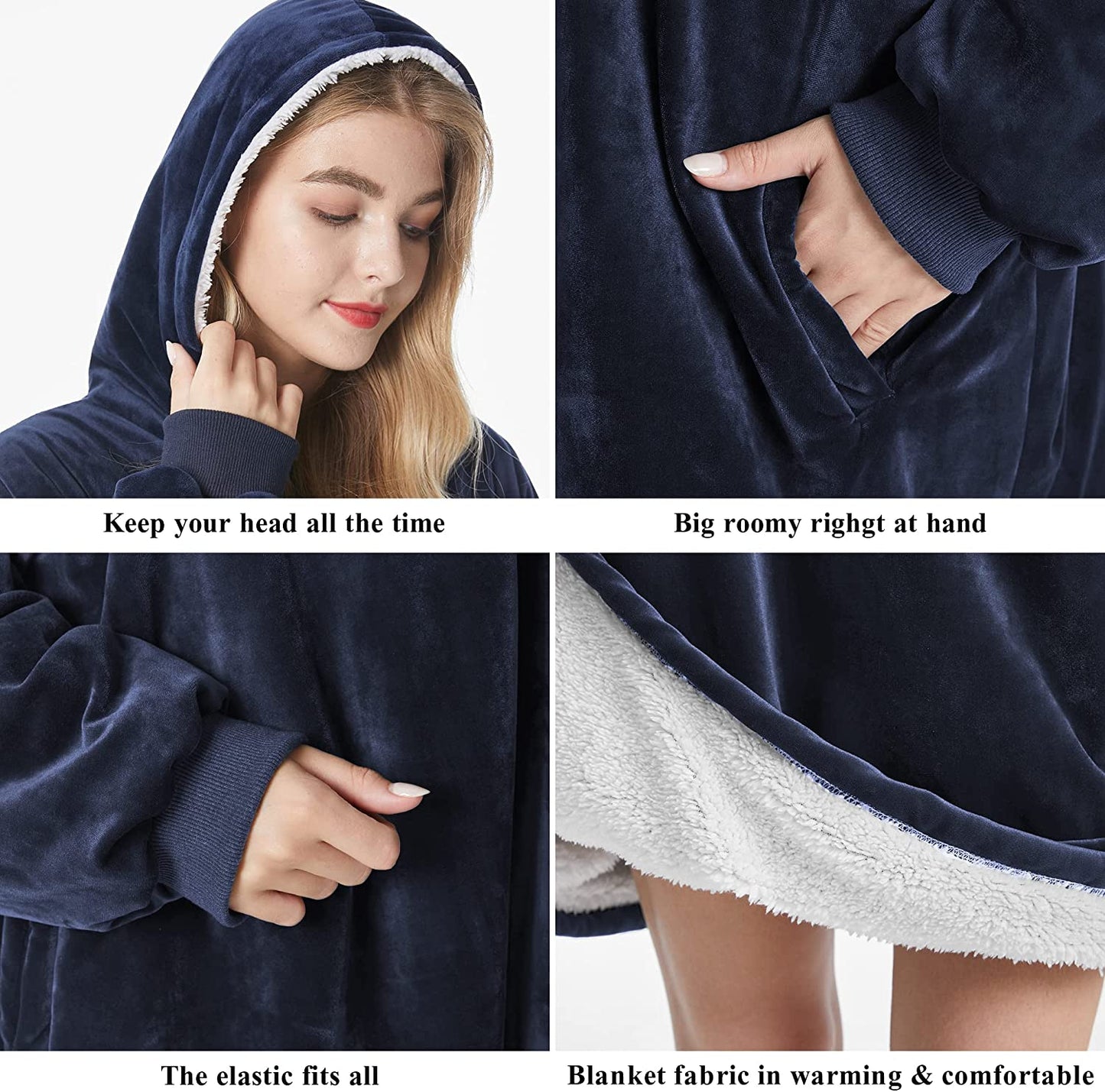 Felicigeely Blanket Sweatshirt,Oversized Fleecehug Hoodie Wearable Blanket,Soft Warm Comfortable Giant Front Pocket for Adults Men Women Teens Friends