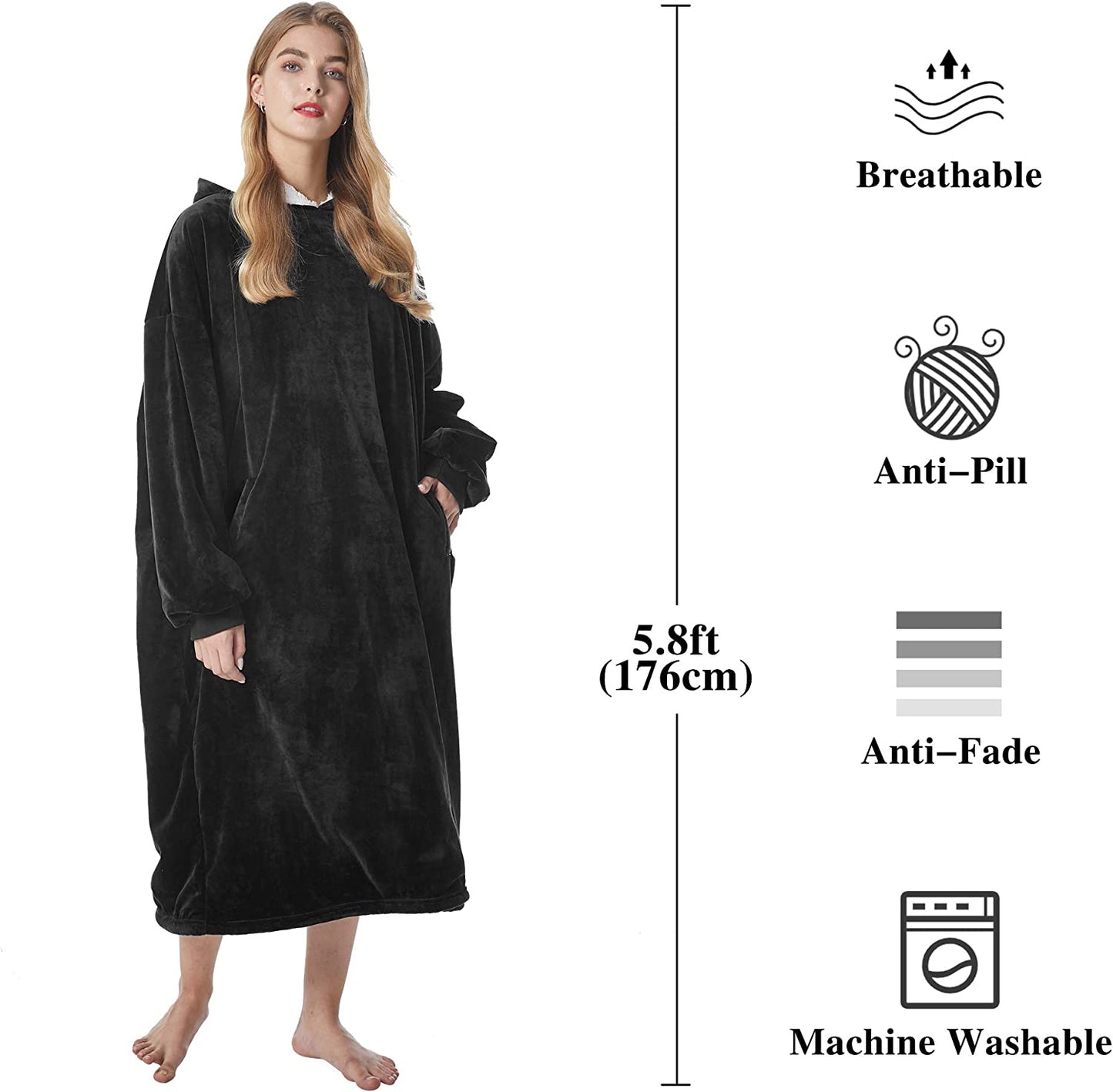 Felicigeely Blanket Sweatshirt,Oversized Fleecehug Hoodie Wearable Blanket,Soft Warm Comfortable Giant Front Pocket for Adults Men Women Teens Friends