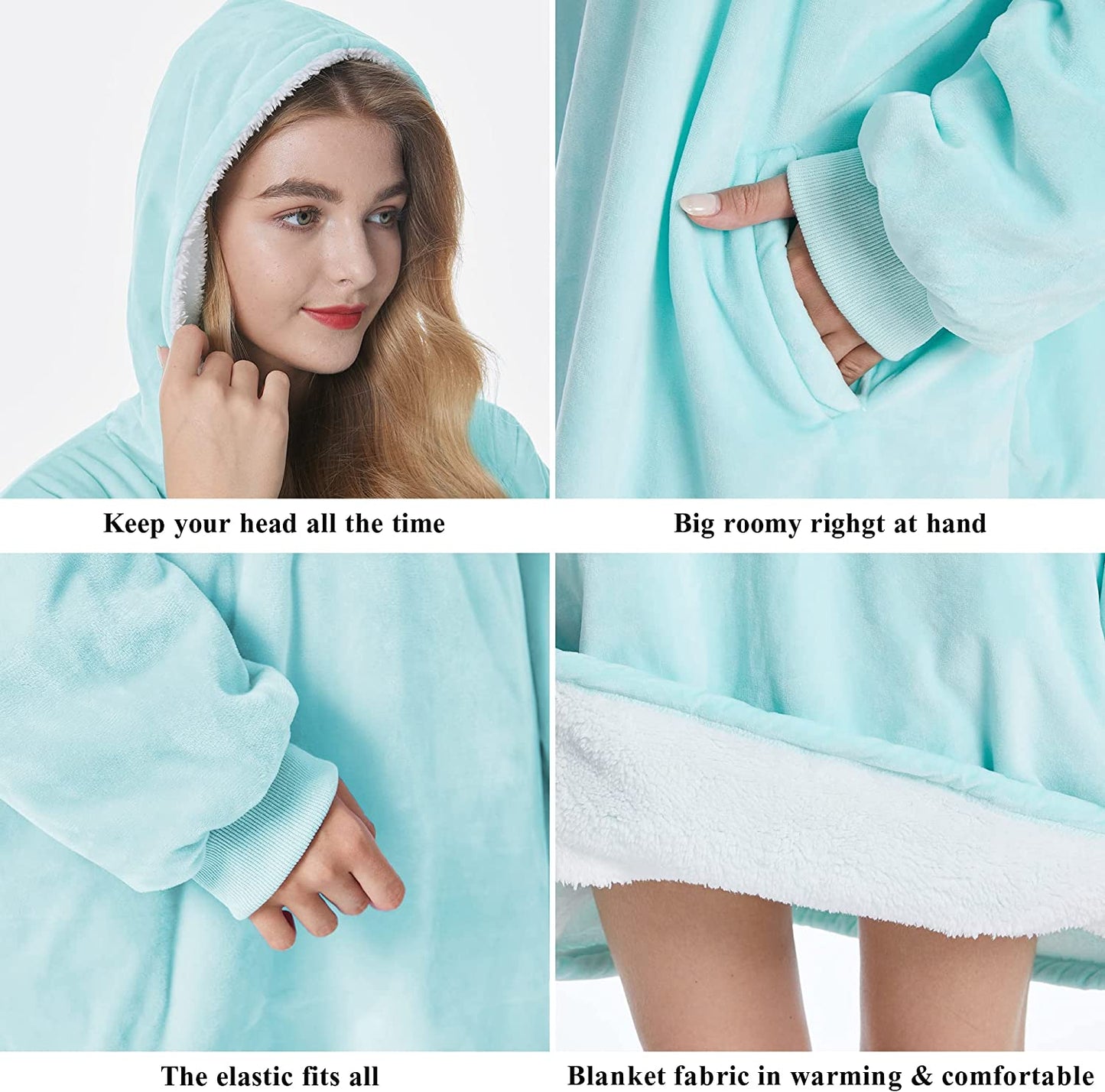 Felicigeely Blanket Sweatshirt,Oversized Fleecehug Hoodie Wearable Blanket,Soft Warm Comfortable Giant Front Pocket for Adults Men Women Teens Friends
