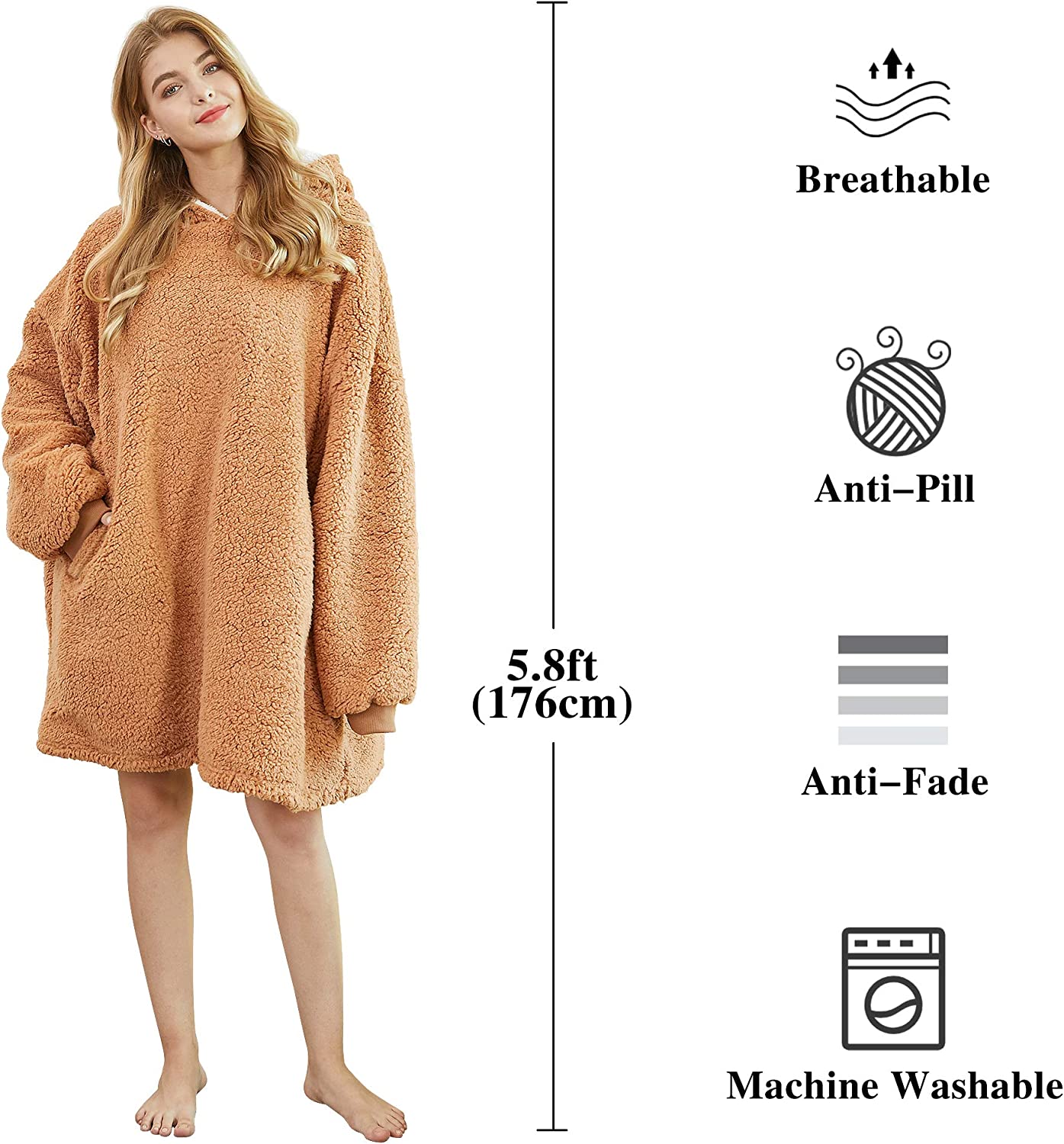 Felicigeely Blanket Sweatshirt,Oversized Fleecehug Hoodie Wearable Blanket,Soft Warm Comfortable Giant Front Pocket for Adults Men Women Teens Friends