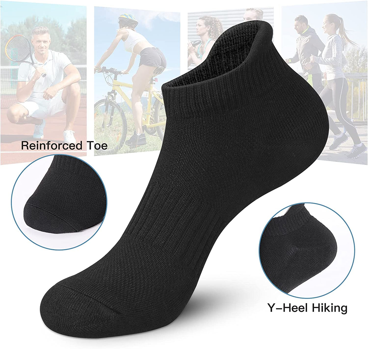 Felicigeely Ankle Athletic Running Socks Low Cut Sports Socks Breathable Cushioned Tab Socks for Men Women 6 Pairs