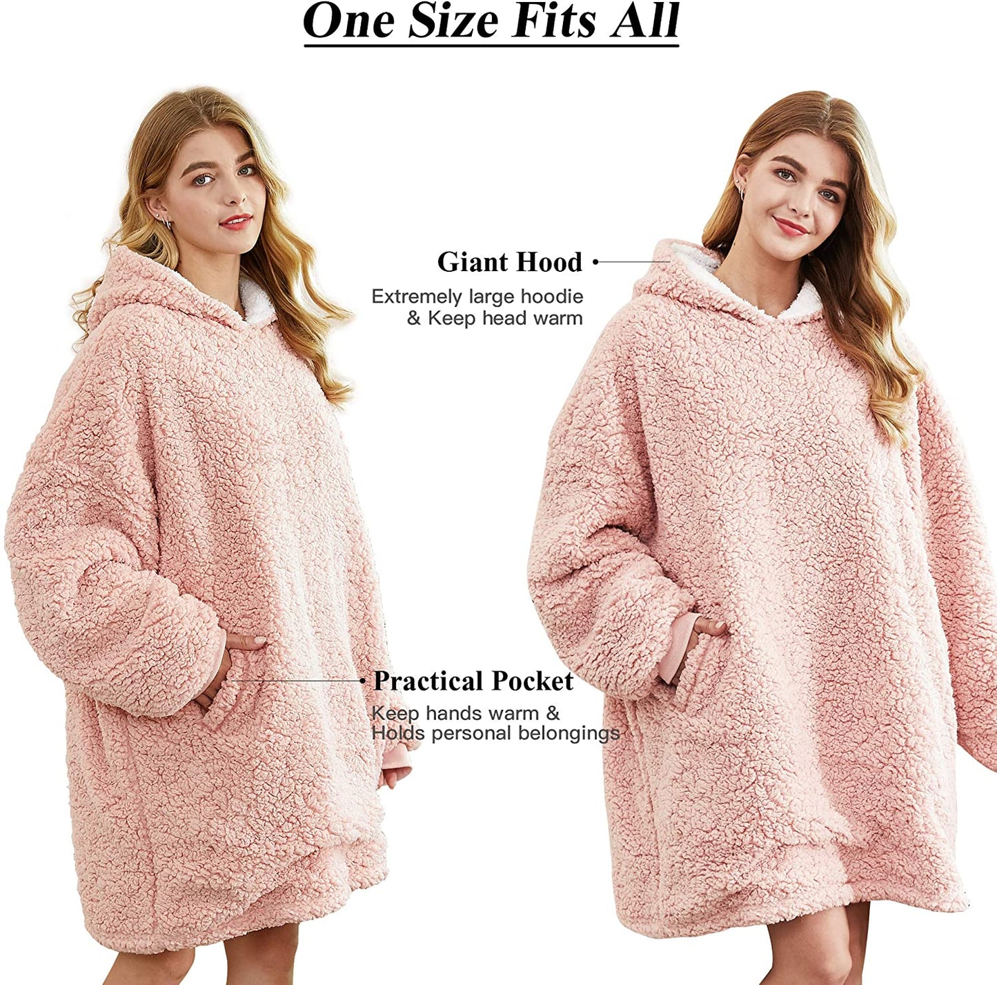 Felicigeely Blanket Sweatshirt,Oversized Fleecehug Hoodie Wearable Blanket,Soft Warm Comfortable Giant Front Pocket for Adults Men Women Teens Friends