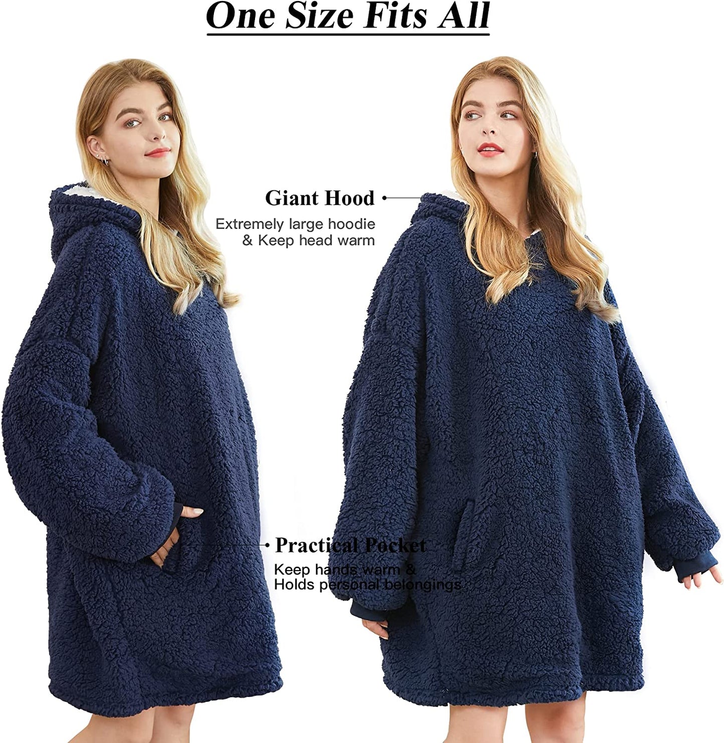 Felicigeely Blanket Sweatshirt,Oversized Fleecehug Hoodie Wearable Blanket,Soft Warm Comfortable Giant Front Pocket for Adults Men Women Teens Friends