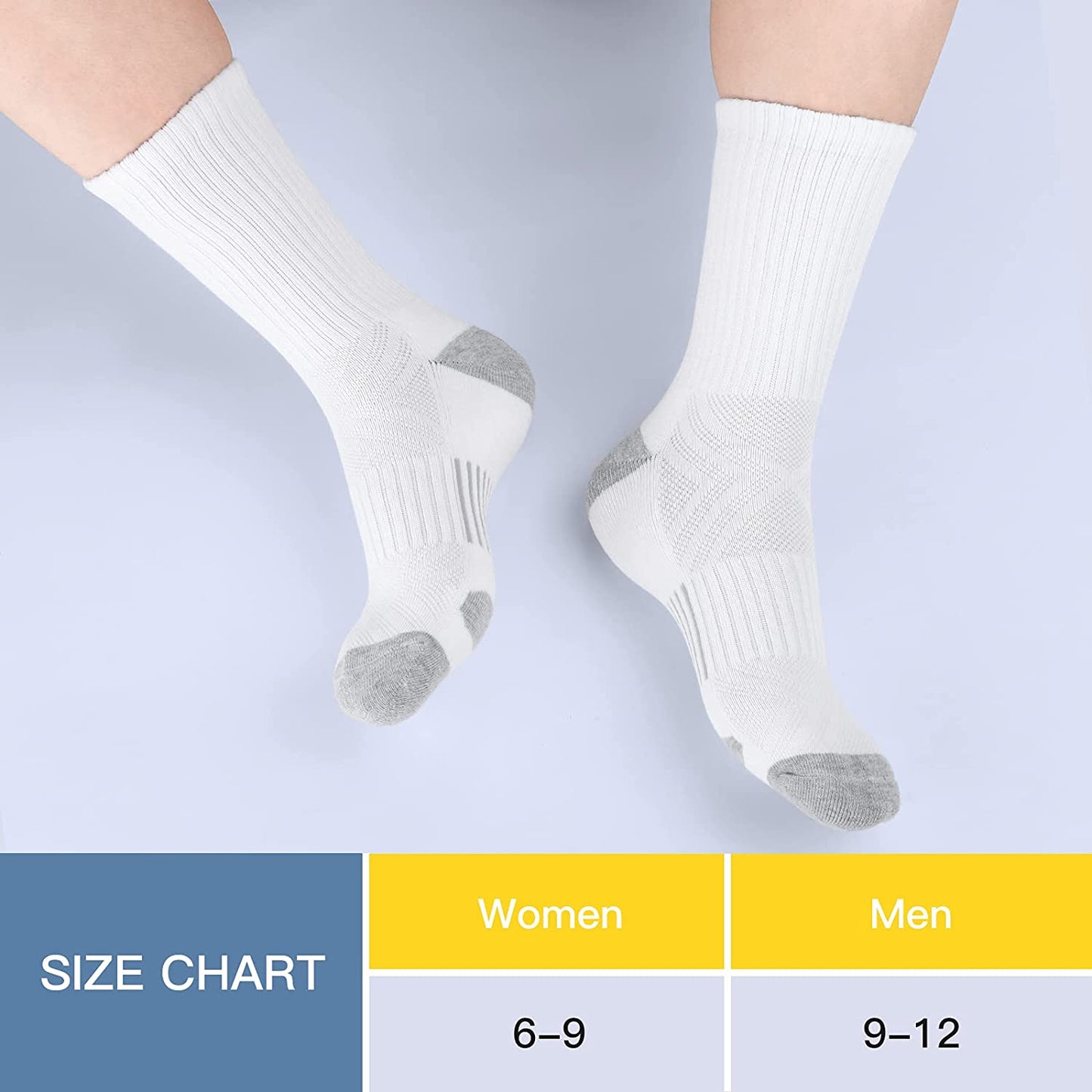Athletic Socks, Cushioned Running Socks Performance Breathable Crew Socks Wicking Outdoor Sports Socks for Men Women(6 Pairs)
