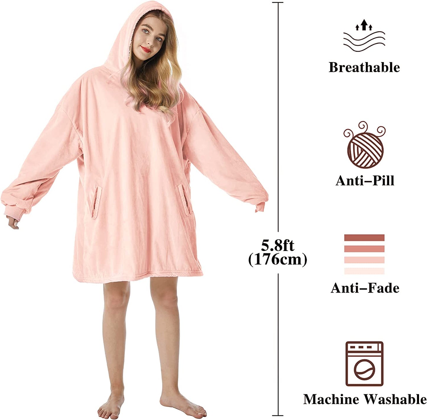 Felicigeely Blanket Sweatshirt,Oversized Fleecehug Hoodie Wearable Blanket,Soft Warm Comfortable Giant Front Pocket for Adults Men Women Teens Friends