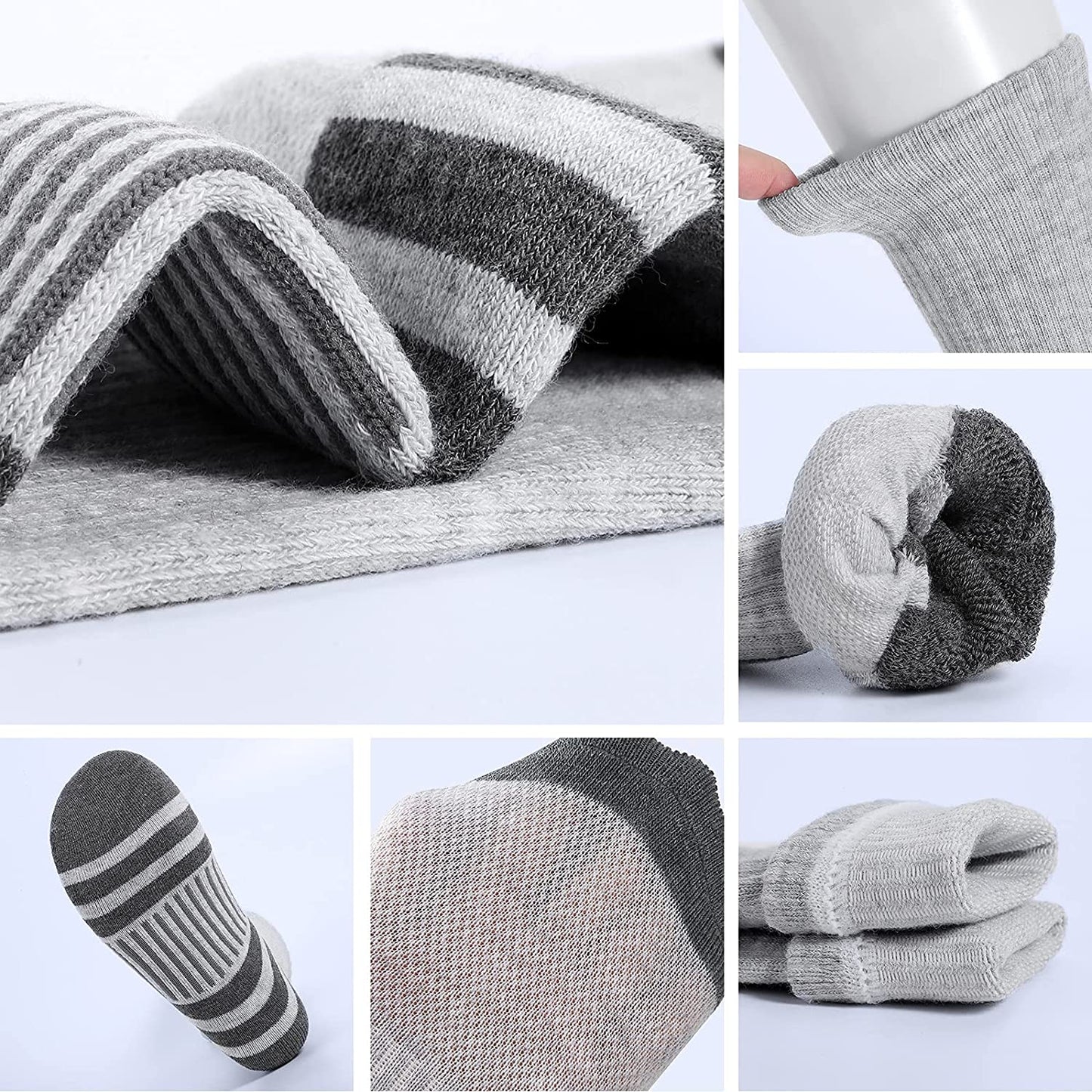 Athletic Socks, Cushioned Running Socks Performance Breathable Crew Socks Wicking Outdoor Sports Socks for Men Women(6 Pairs)