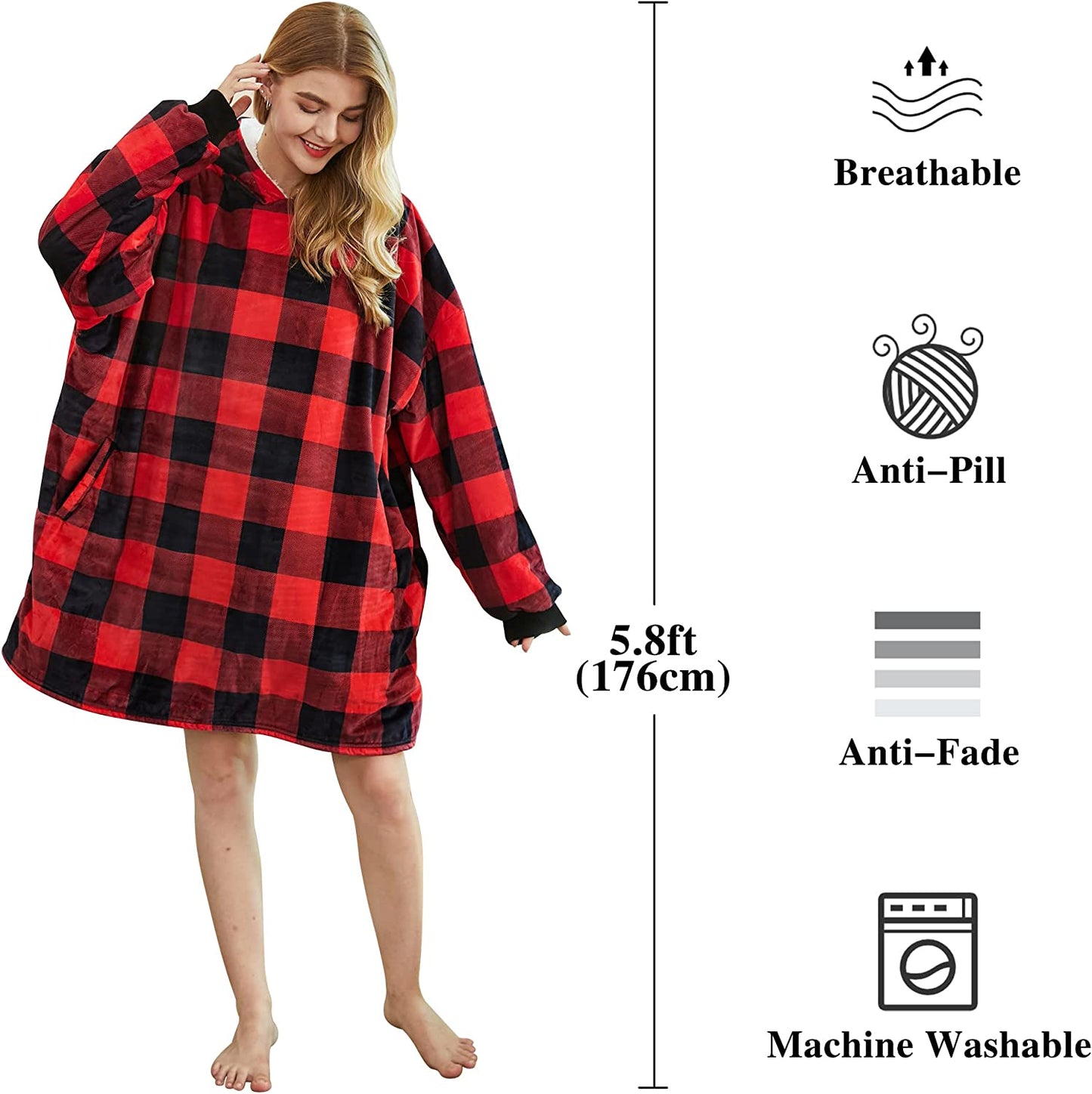 Felicigeely Blanket Sweatshirt,Oversized Fleecehug Hoodie Wearable Blanket,Soft Warm Comfortable Giant Front Pocket for Adults Men Women Teens Friends