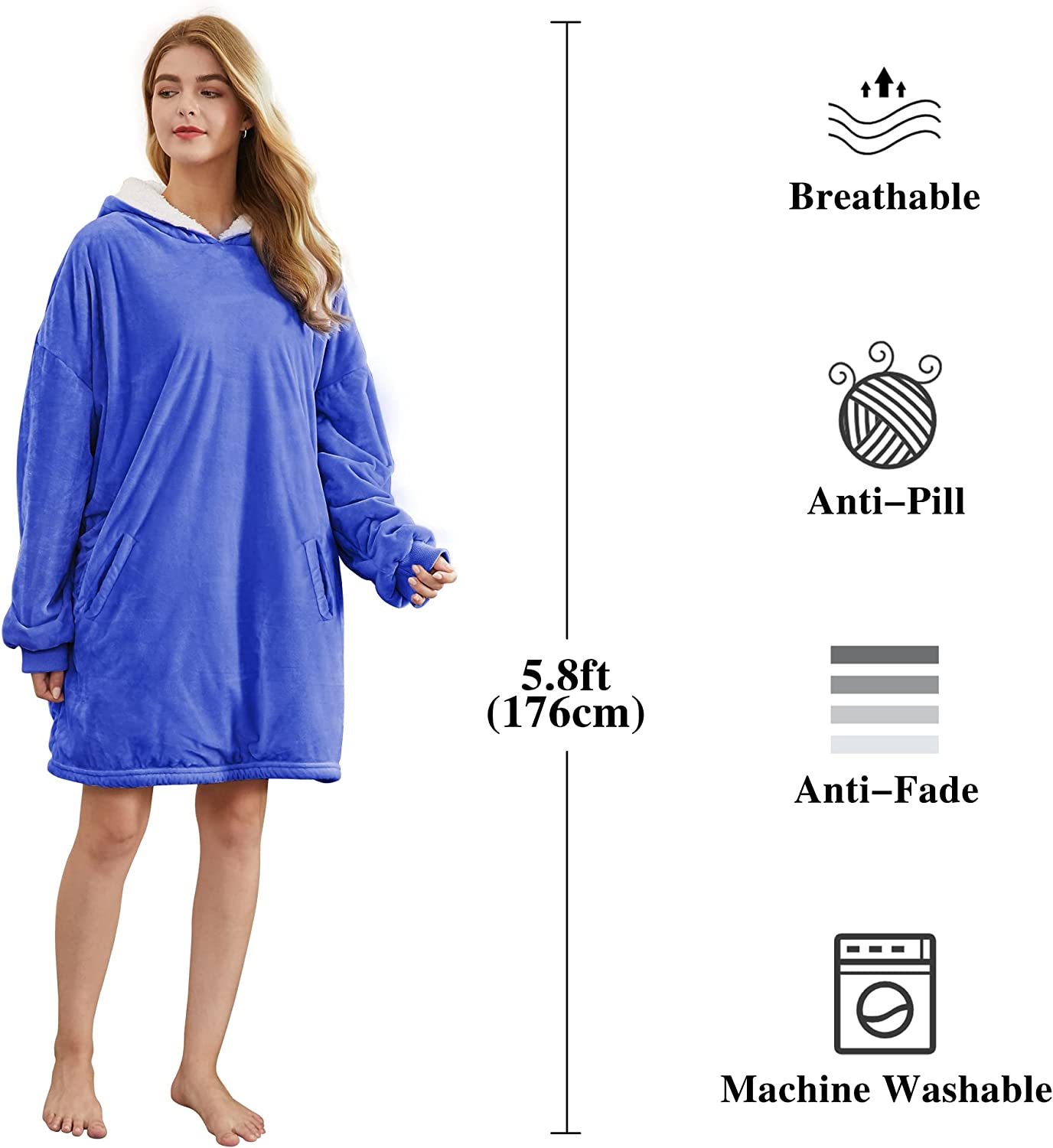 Felicigeely Blanket Sweatshirt,Oversized Fleecehug Hoodie Wearable Blanket,Soft Warm Comfortable Giant Front Pocket for Adults Men Women Teens Friends