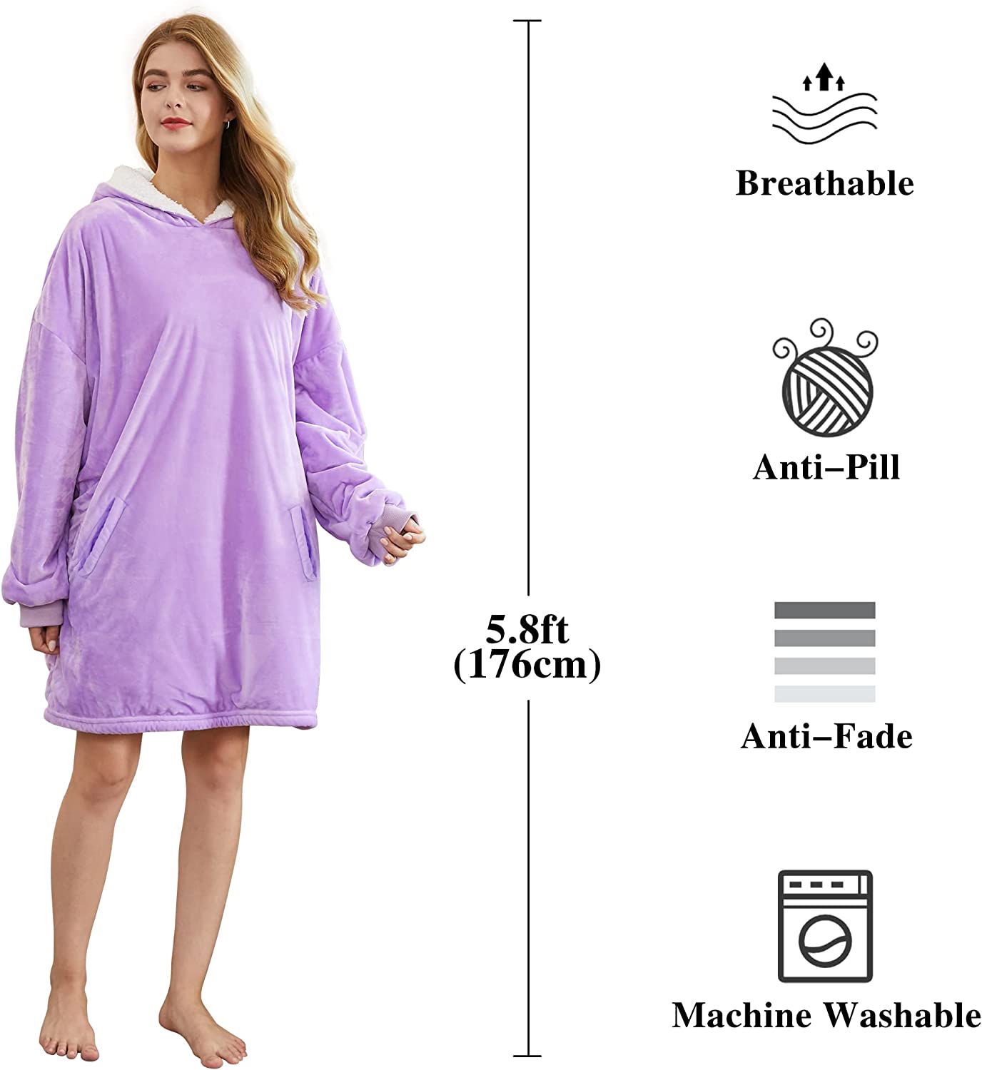 Felicigeely Blanket Sweatshirt,Oversized Fleecehug Hoodie Wearable Blanket,Soft Warm Comfortable Giant Front Pocket for Adults Men Women Teens Friends