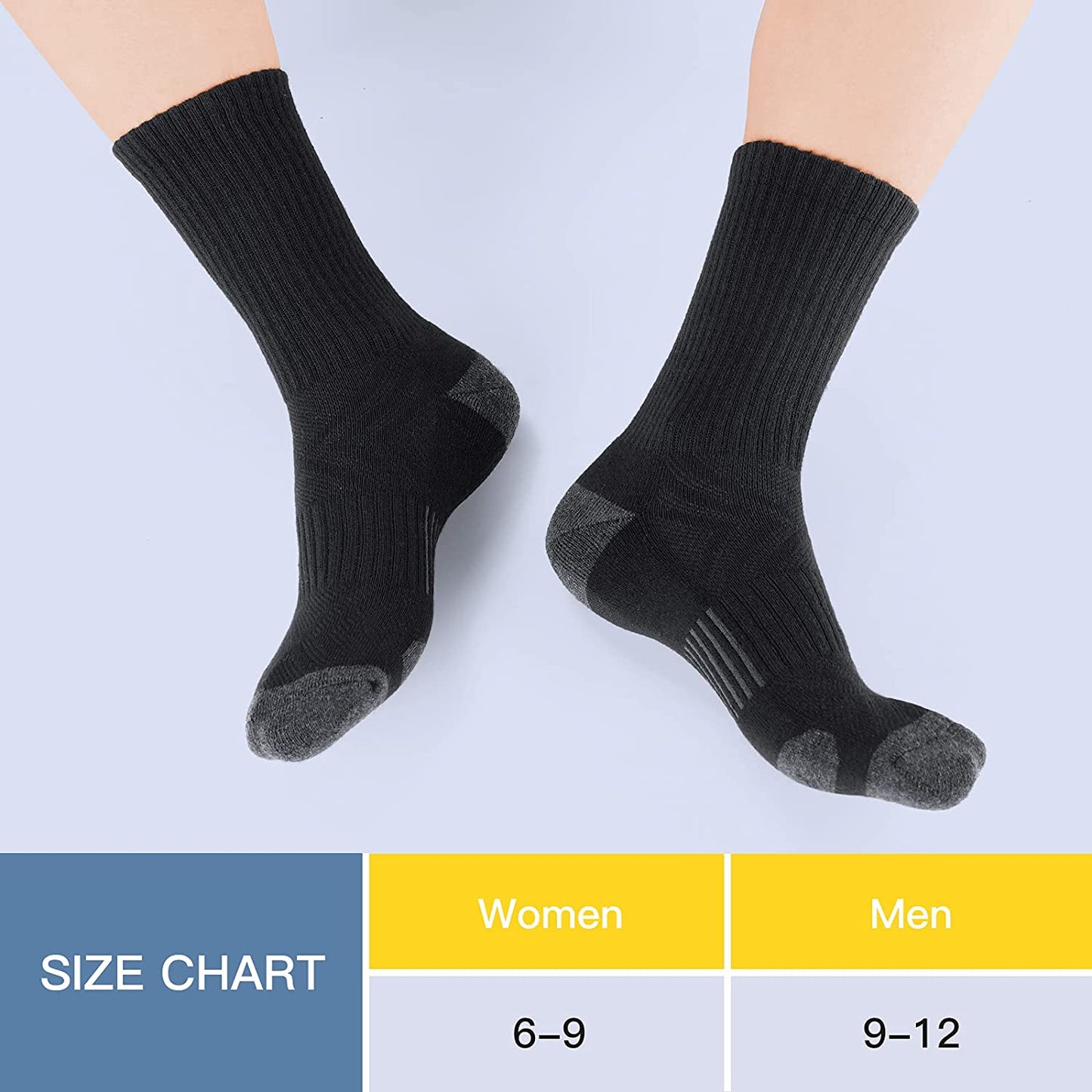 Athletic Socks, Cushioned Running Socks Performance Breathable Crew Socks Wicking Outdoor Sports Socks for Men Women(6 Pairs)
