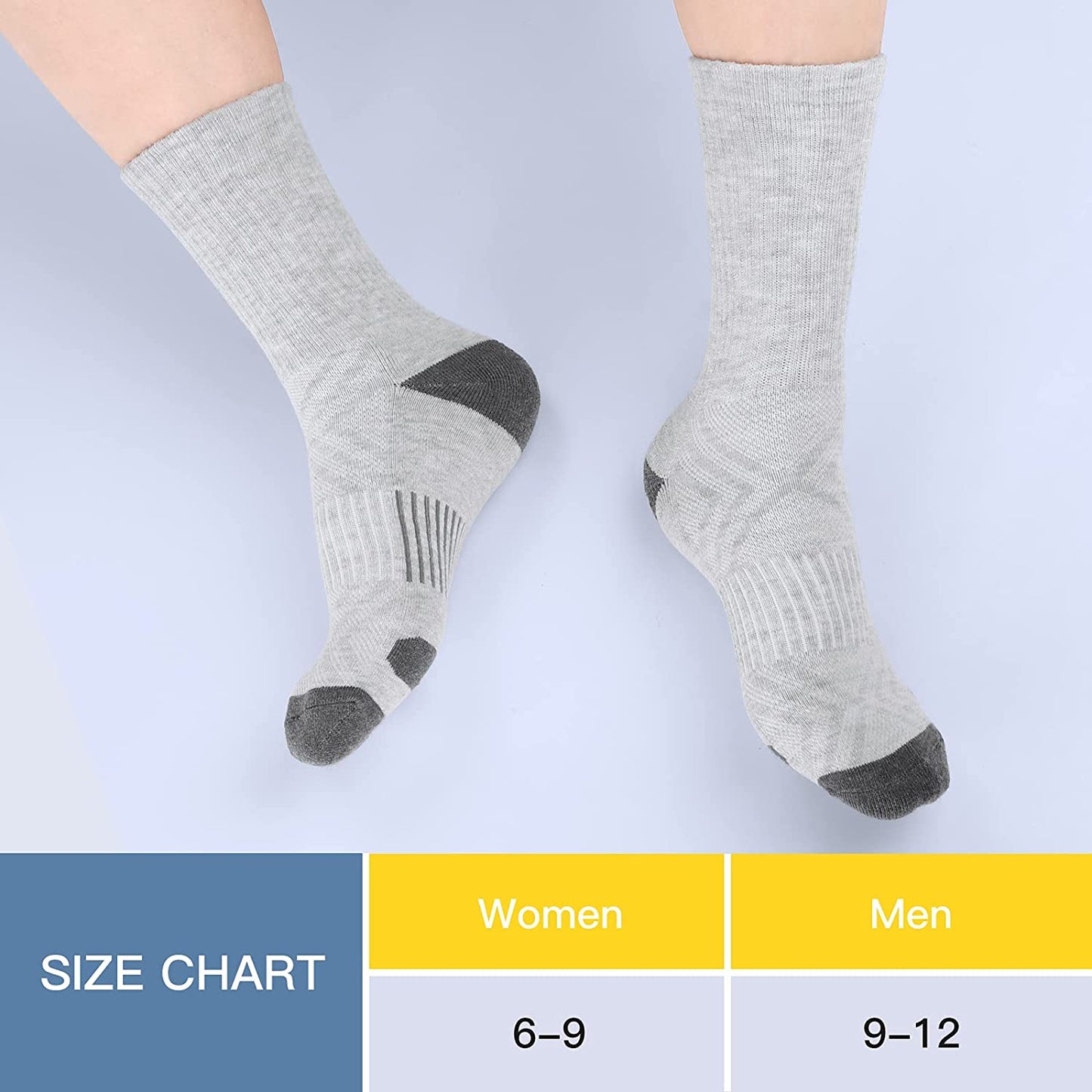 Athletic Socks, Cushioned Running Socks Performance Breathable Crew Socks Wicking Outdoor Sports Socks for Men Women(6 Pairs)