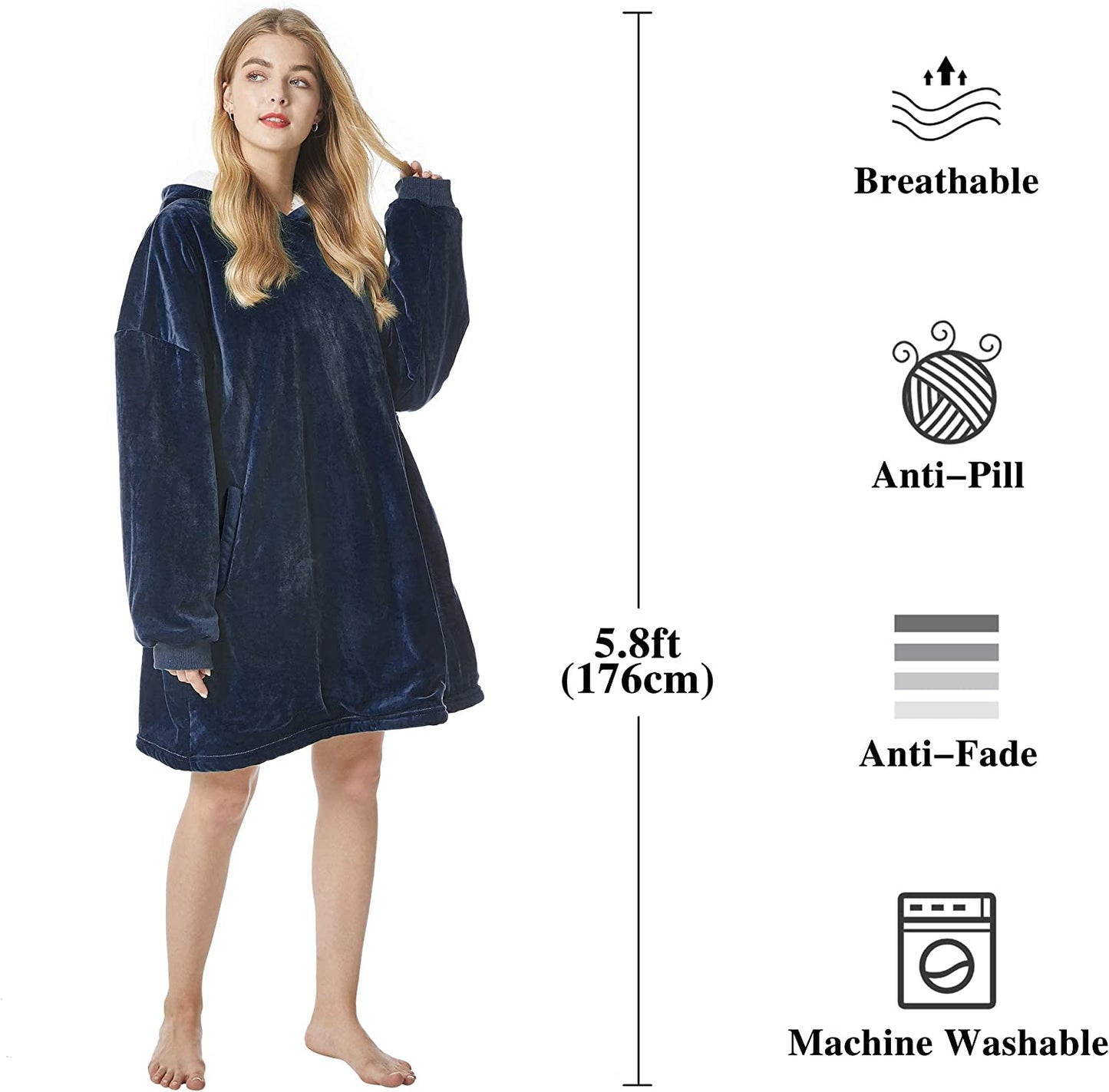 Felicigeely Blanket Sweatshirt,Oversized Fleecehug Hoodie Wearable Blanket,Soft Warm Comfortable Giant Front Pocket for Adults Men Women Teens Friends