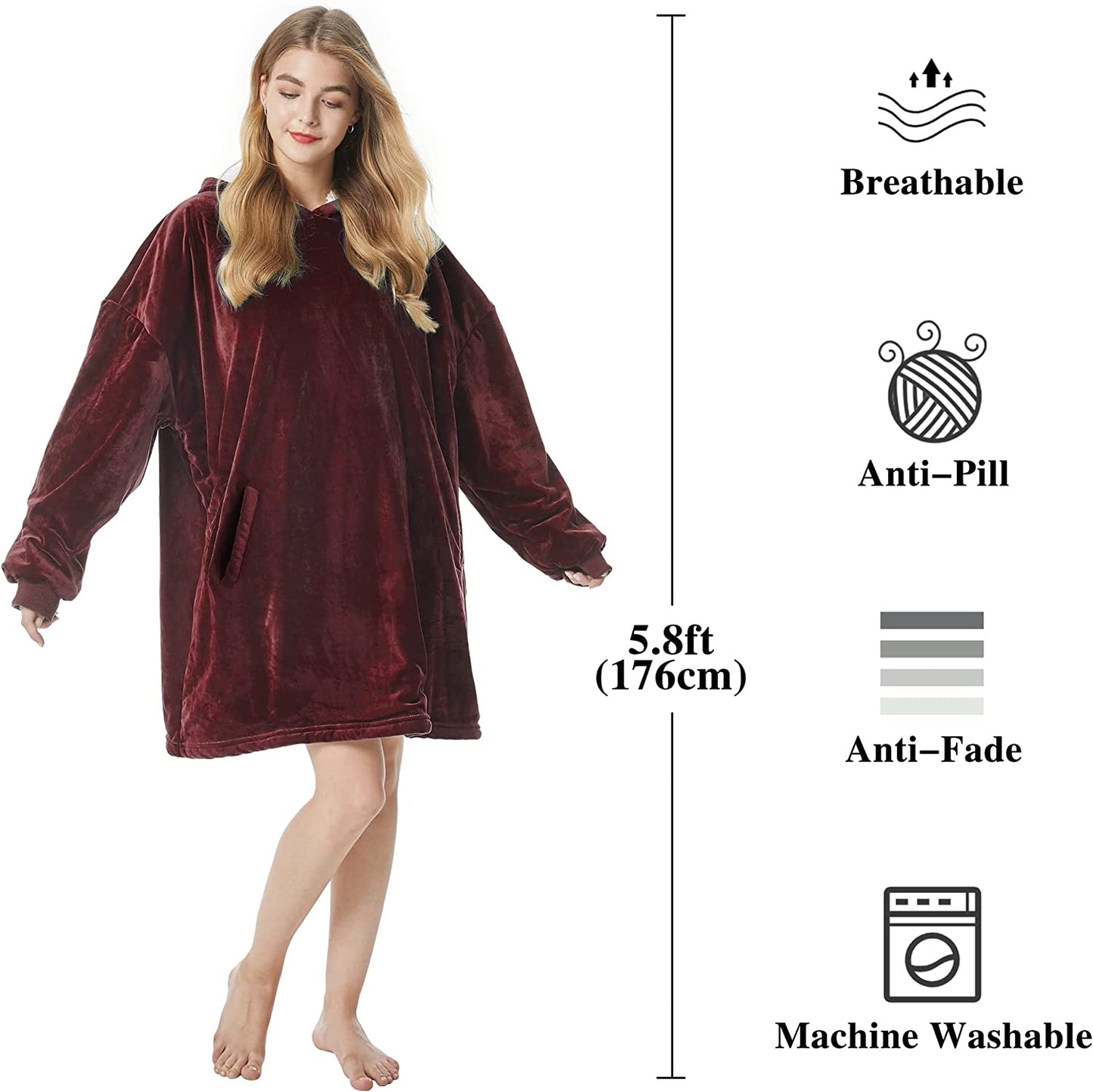 Felicigeely Blanket Sweatshirt,Oversized Fleecehug Hoodie Wearable Blanket,Soft Warm Comfortable Giant Front Pocket for Adults Men Women Teens Friends