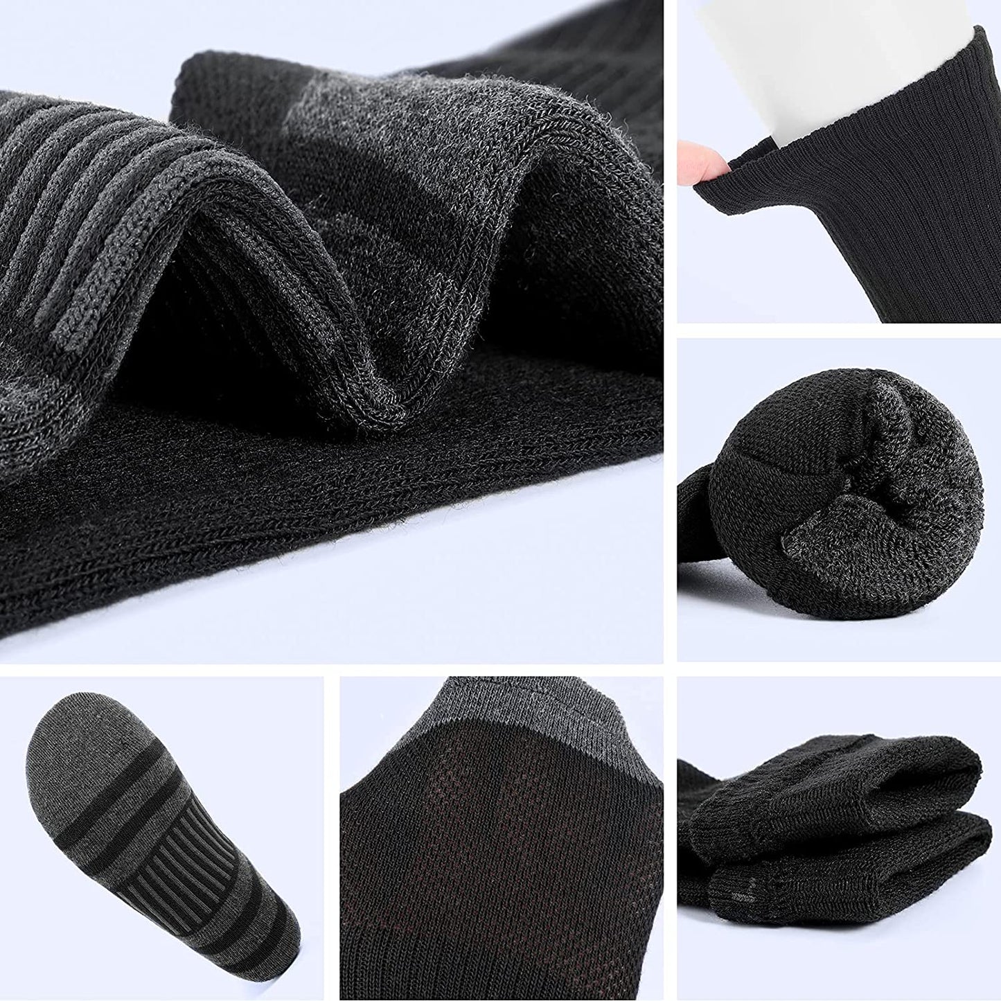 Athletic Socks, Cushioned Running Socks Performance Breathable Crew Socks Wicking Outdoor Sports Socks for Men Women(6 Pairs)