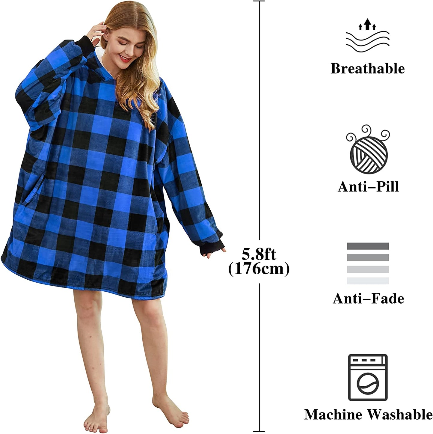 Felicigeely Blanket Sweatshirt,Oversized Fleecehug Hoodie Wearable Blanket,Soft Warm Comfortable Giant Front Pocket for Adults Men Women Teens Friends