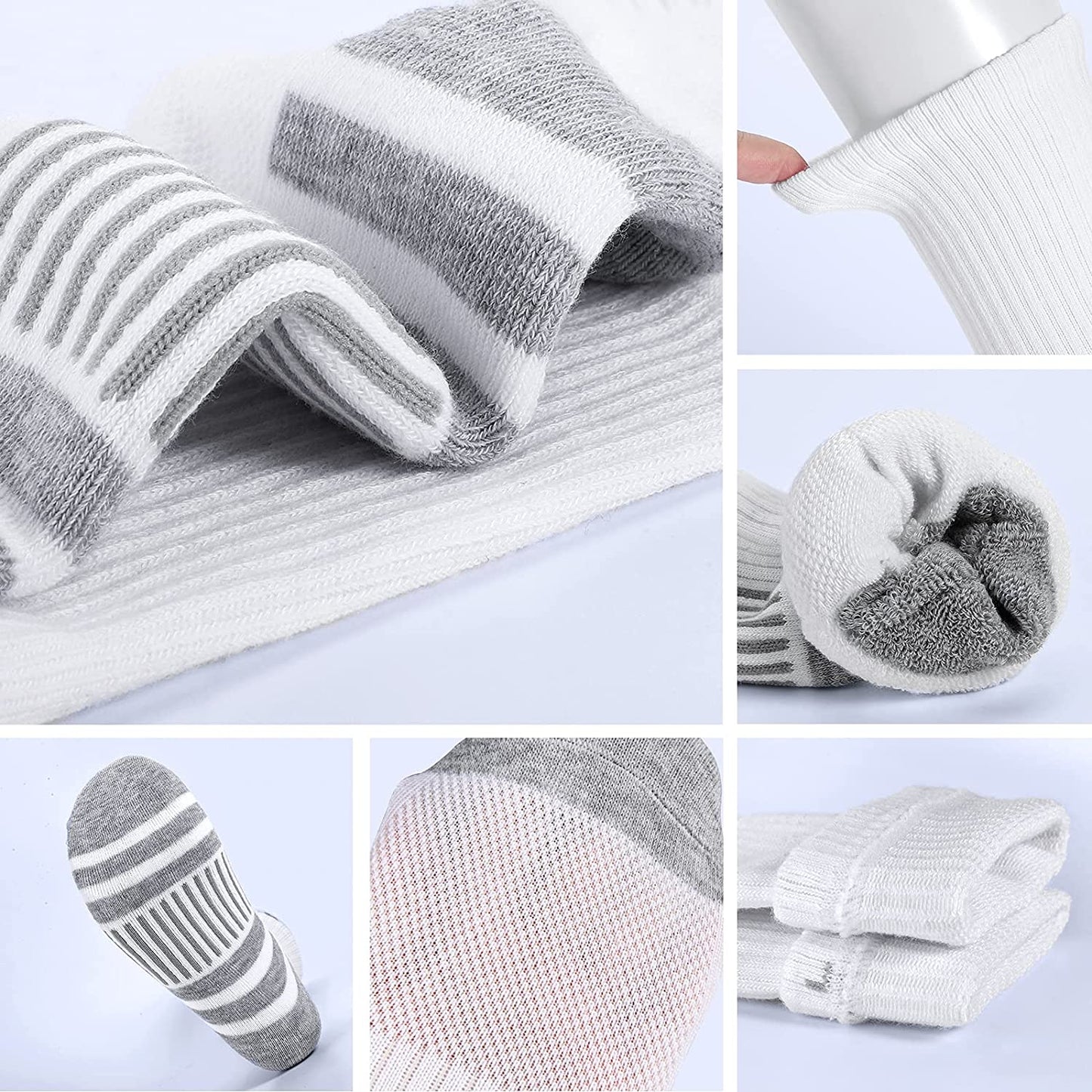 Athletic Socks, Cushioned Running Socks Performance Breathable Crew Socks Wicking Outdoor Sports Socks for Men Women(6 Pairs)
