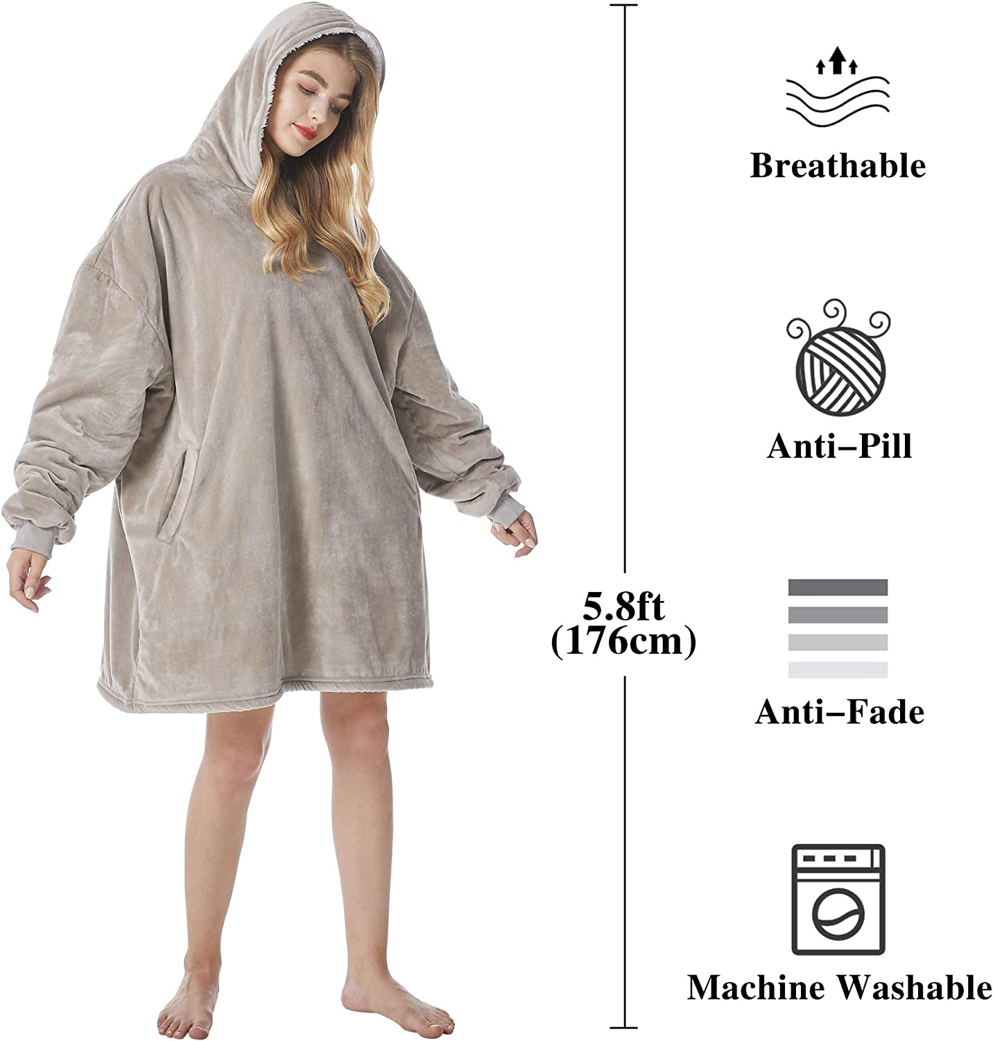 Felicigeely Blanket Sweatshirt,Oversized Fleecehug Hoodie Wearable Blanket,Soft Warm Comfortable Giant Front Pocket for Adults Men Women Teens Friends