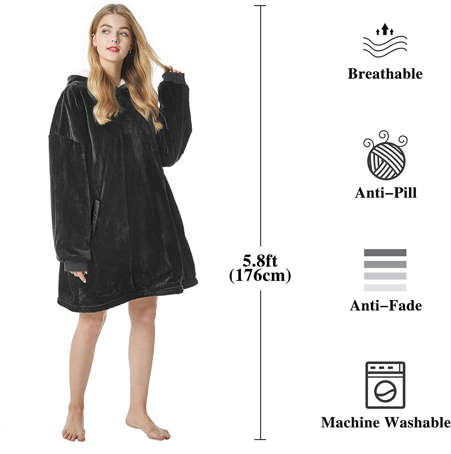Felicigeely Blanket Sweatshirt,Oversized Fleecehug Hoodie Wearable Blanket,Soft Warm Comfortable Giant Front Pocket for Adults Men Women Teens Friends