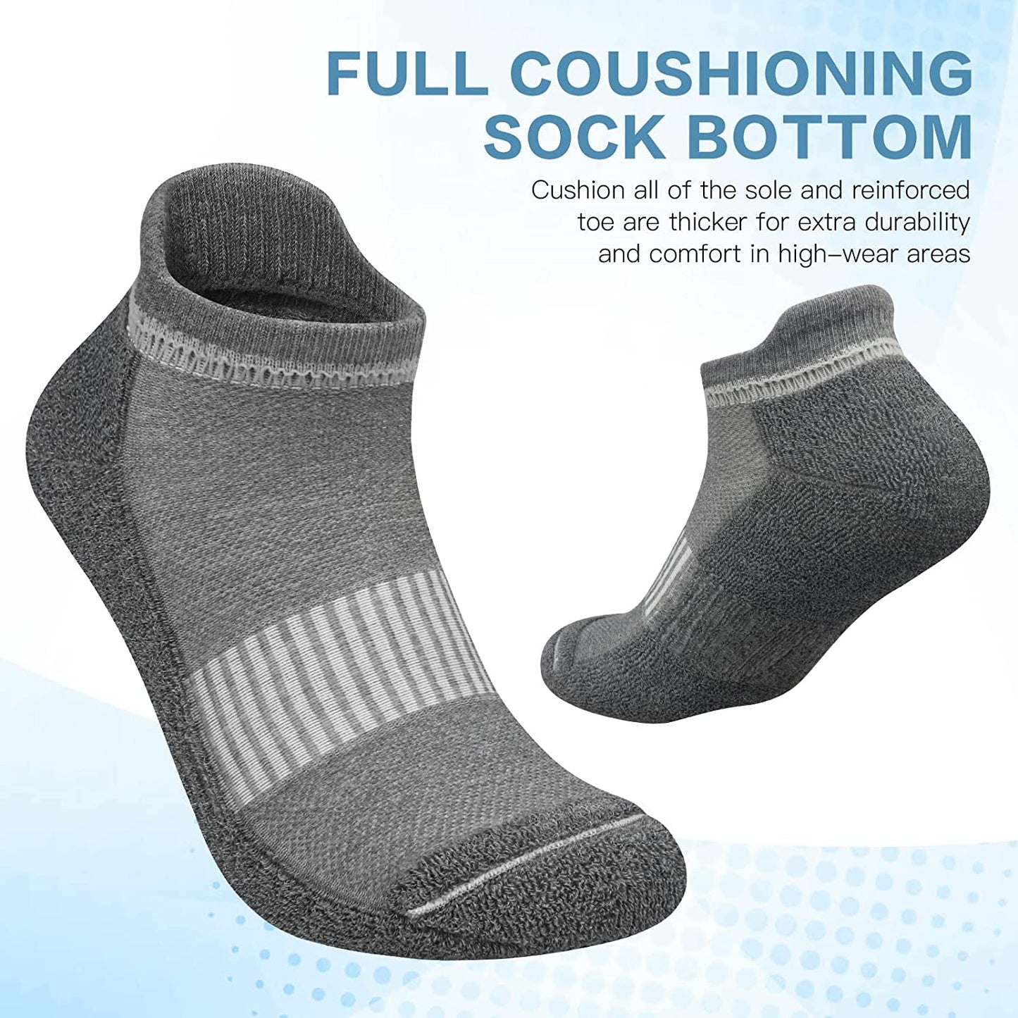 Felicigeely Ankle Athletic Running Socks Low Cut Sports Socks Breathable Cushioned Tab Socks for Men Women 6 Pairs