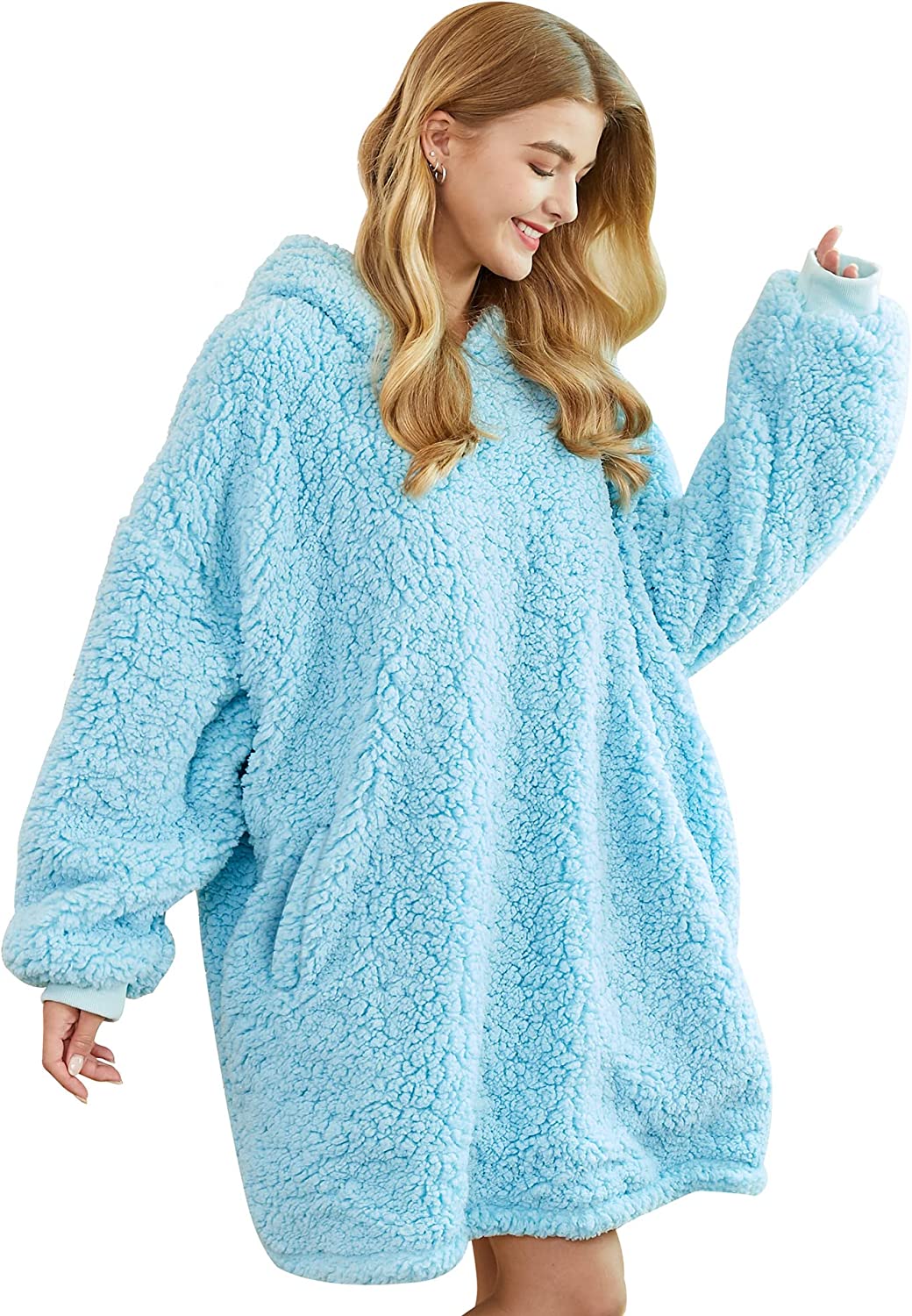 Felicigeely Blanket Sweatshirt,Oversized Fleecehug Hoodie Wearable Blanket,Soft Warm Comfortable Giant Front Pocket for Adults Men Women Teens Friends