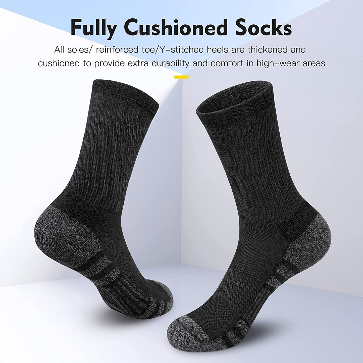 Athletic Socks, Cushioned Running Socks Performance Breathable Crew Socks Wicking Outdoor Sports Socks for Men Women(6 Pairs)